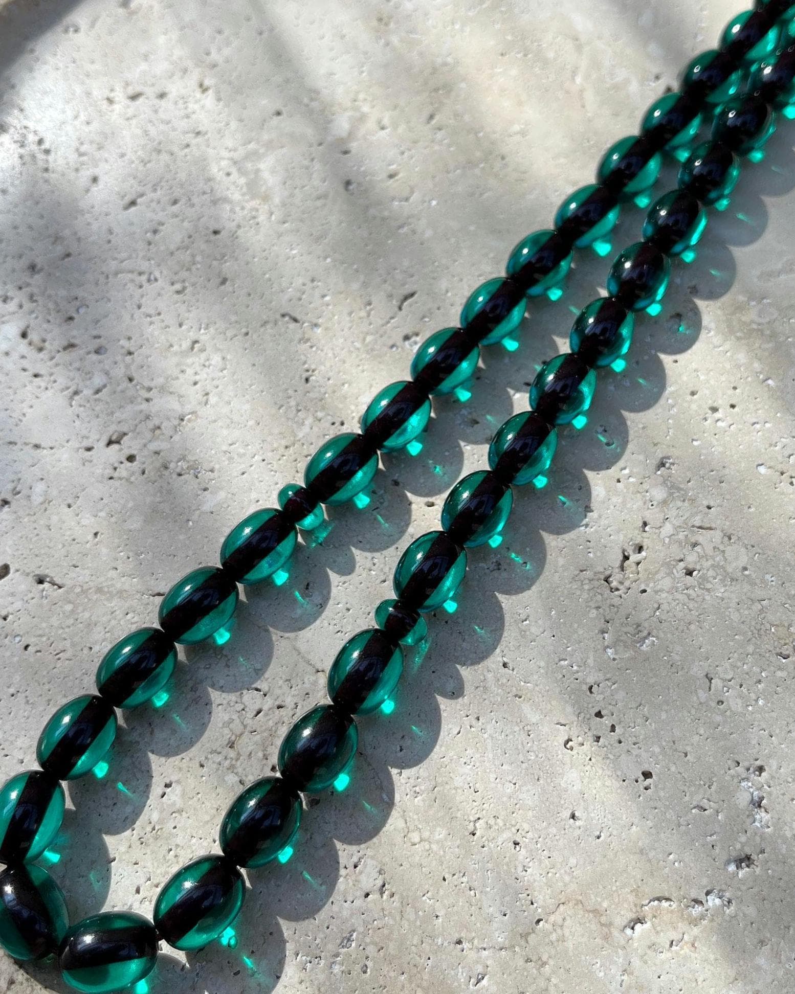 Green Pressed Amber Islamic Prayer Beads | Fire Effect Tasbih | 33 Beads - image 5