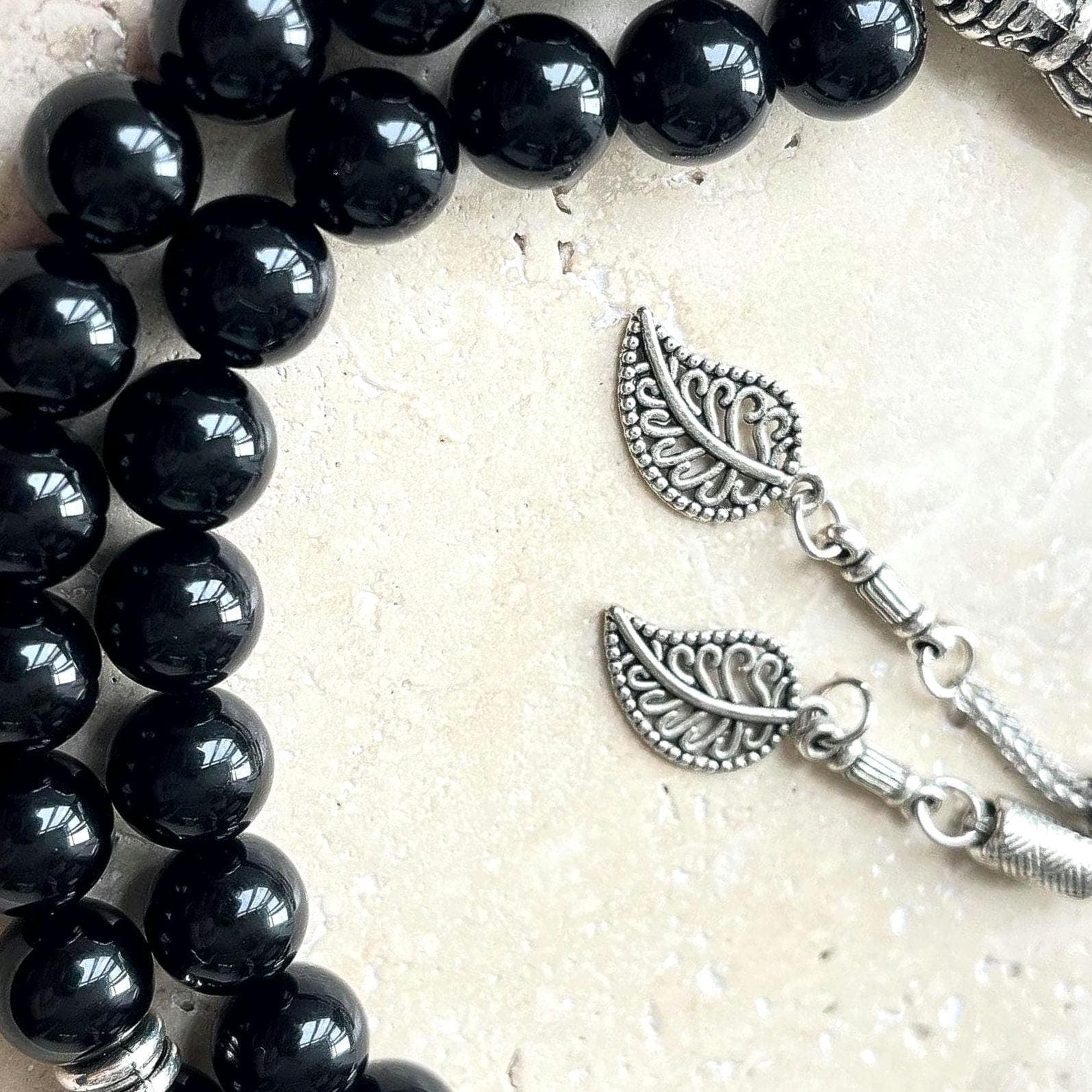 Black Onyx Islamic Prayer Beads: 33-Bead Gemstone Tasbih | 10 mm - image 5