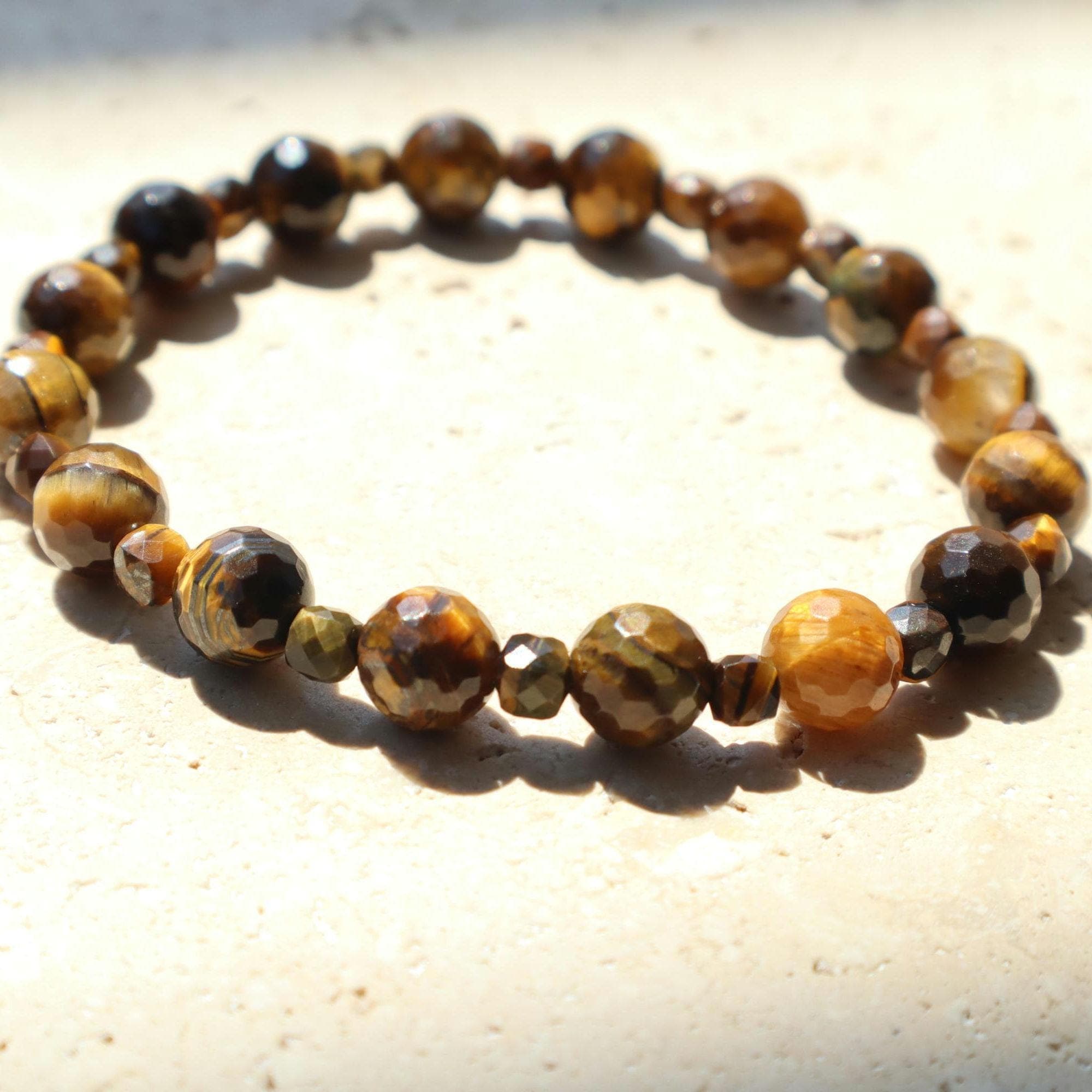 Natural Tiger Eye Beaded Bracelet 8 mm Gemstone Minimalist Handmade Jewelry