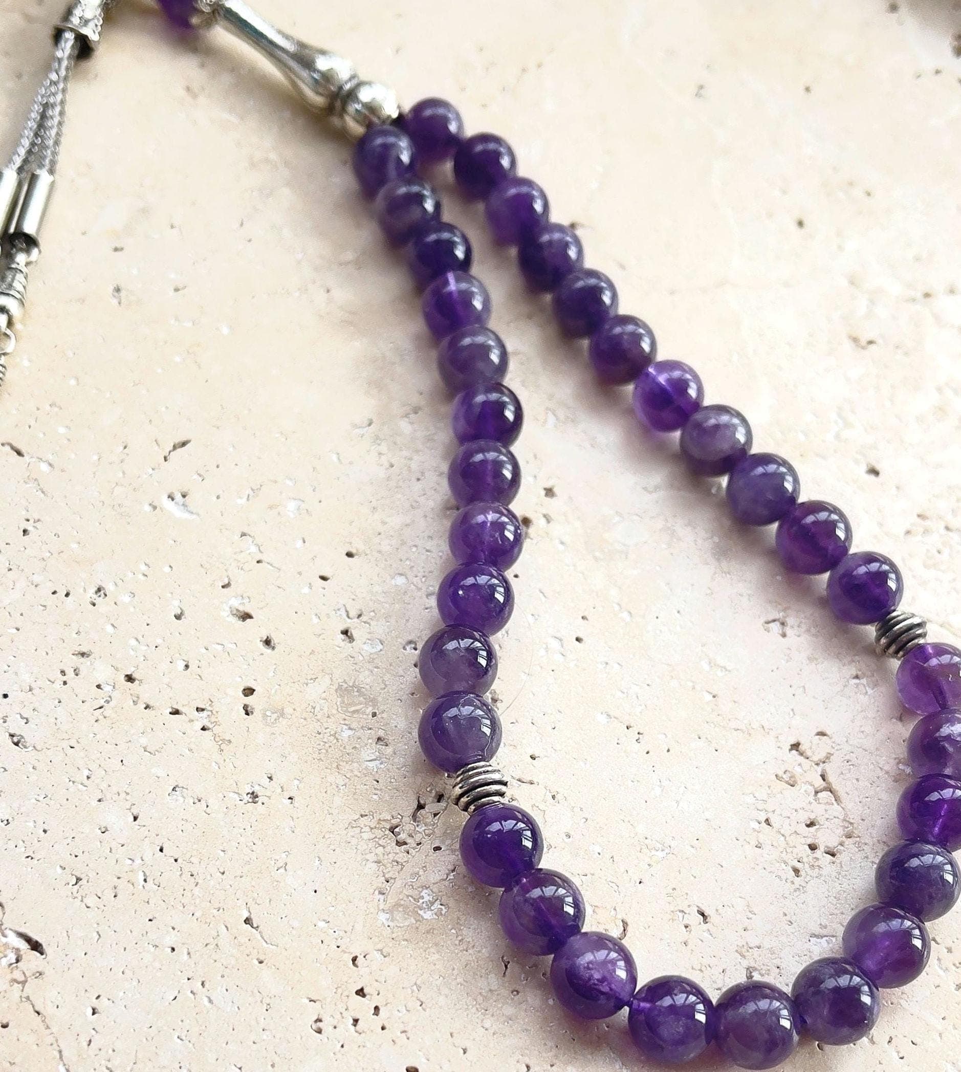 Amethyst Islamic Prayer Beads 33 | Gemstone Tasbih | Muslim Gift | 8 mm