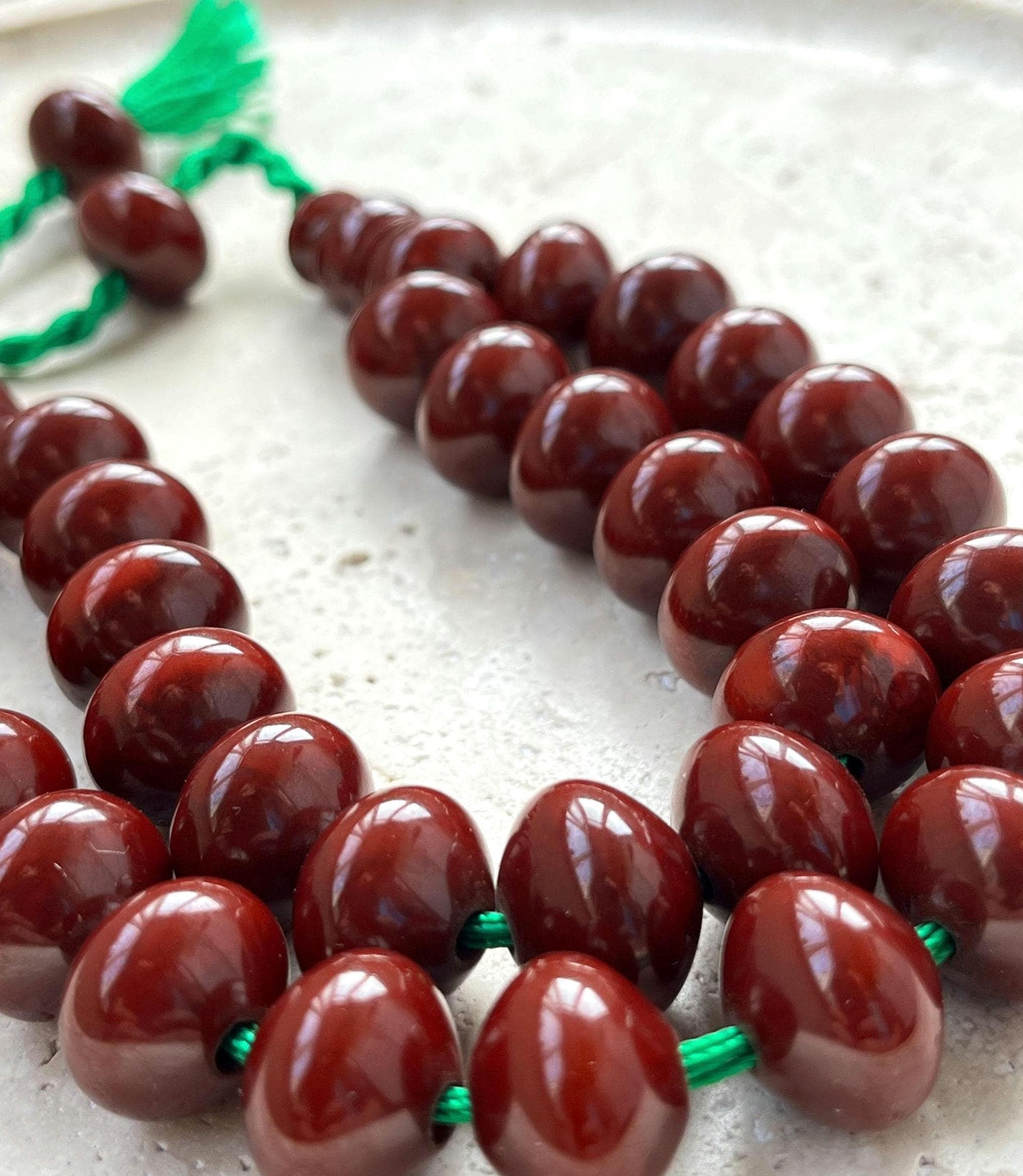 Handmade Pressed Amber Islamic Prayer Beads, 33 Tasbih - image 3