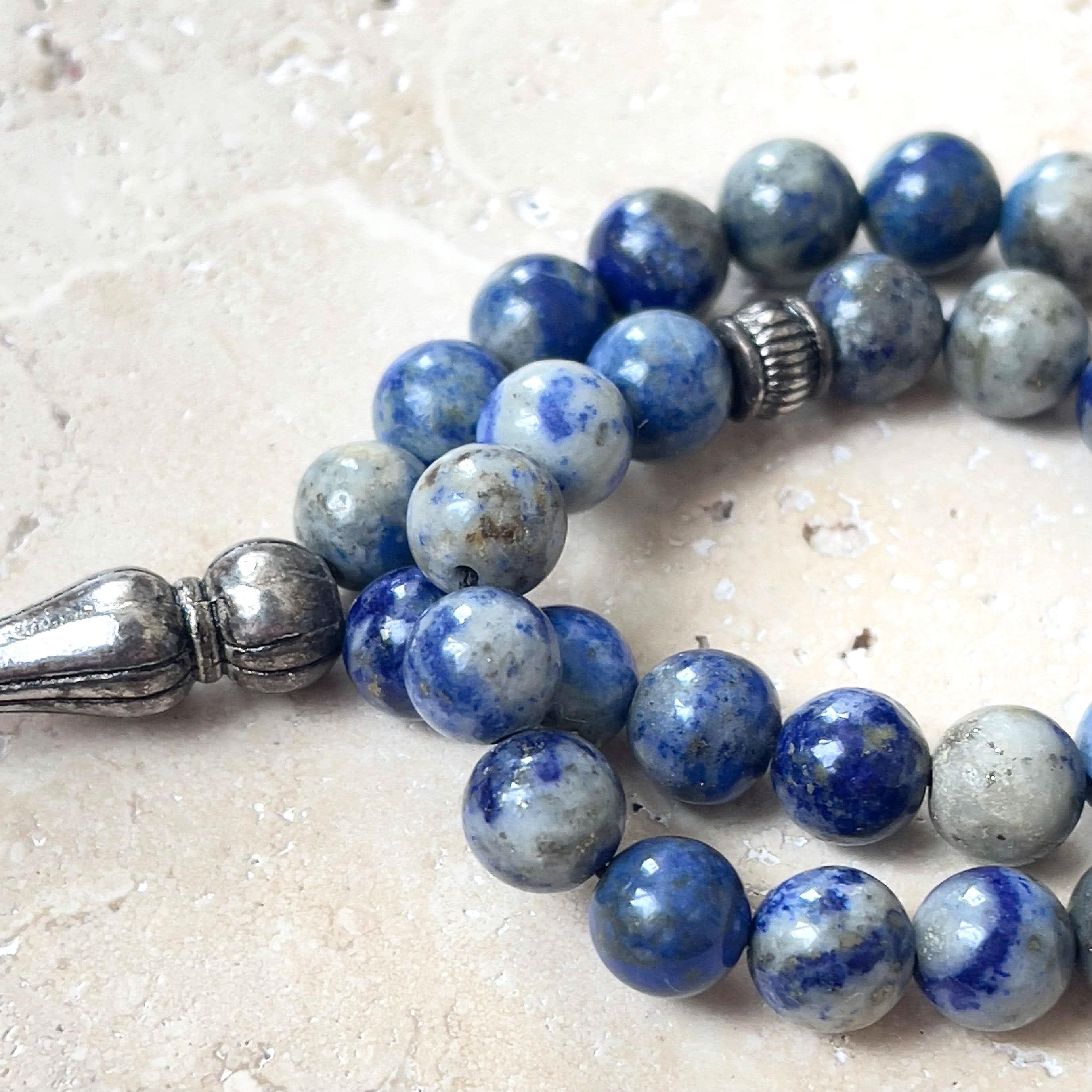 Lapis Lazuli Tasbih 33 Beads – Natural Blue Gemstone Islamic Prayer Beads | Handmade Misbaha - image 3