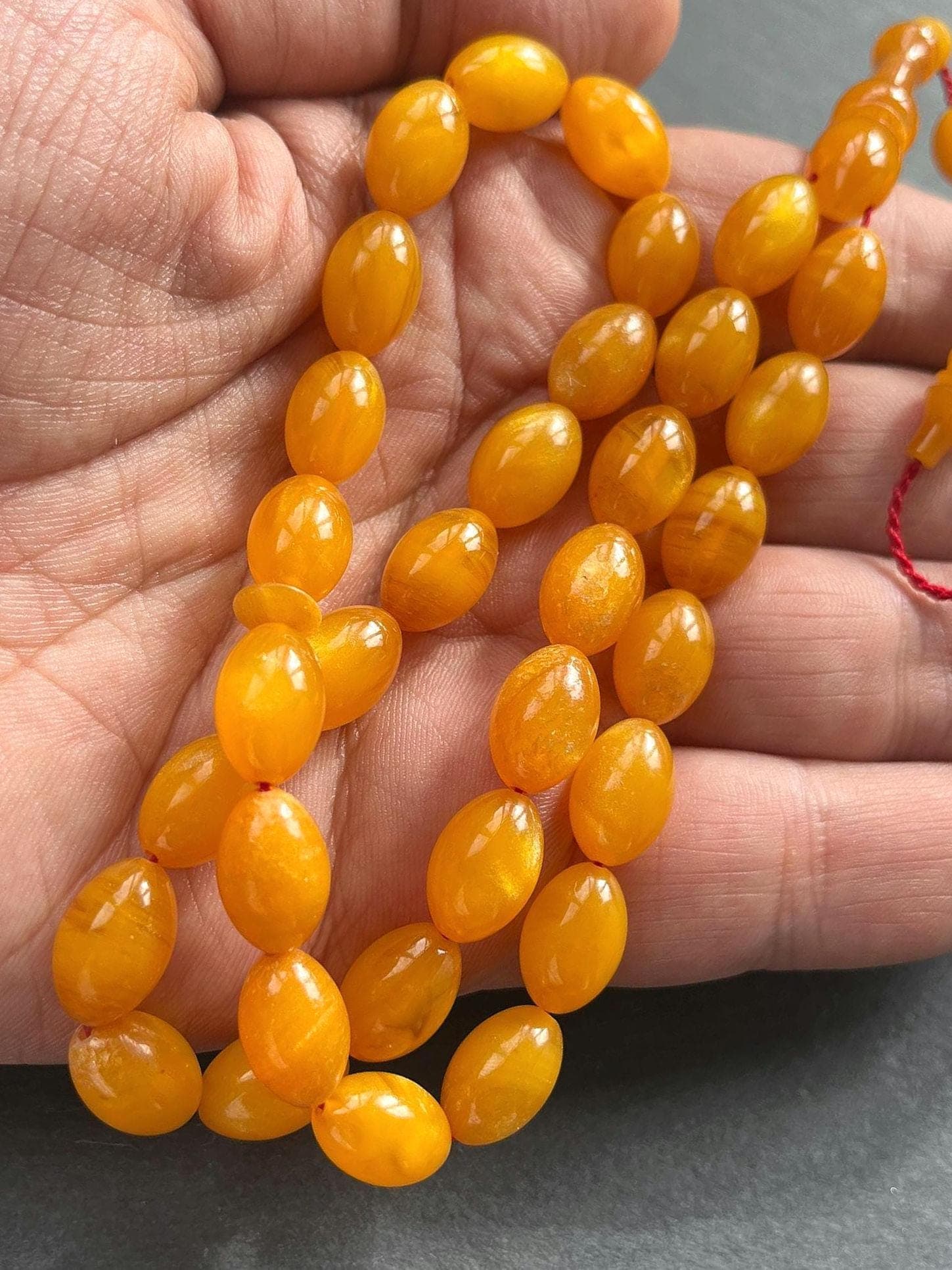 Handcrafted Pressed Amber Prayer Beads | Islamic Tasbih Misbaha Sibha | 33 Beads - image 3