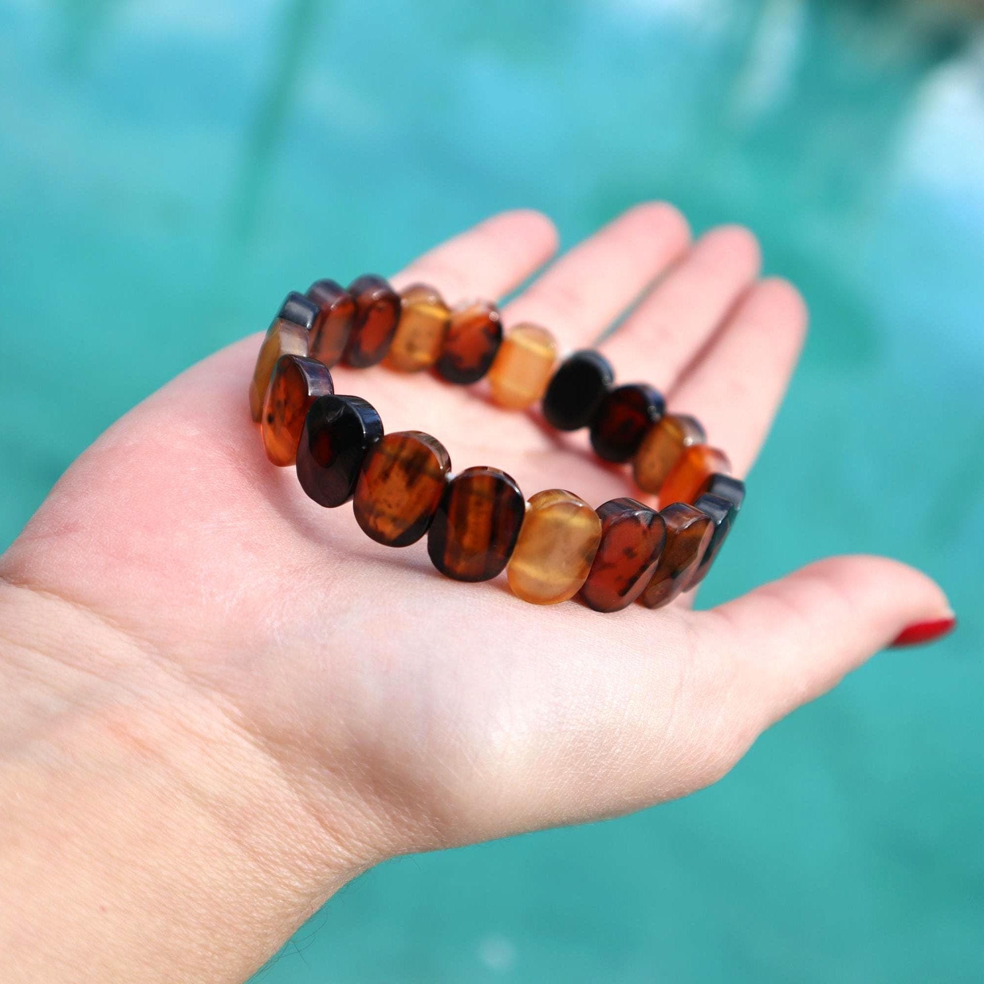 Natural Brown Agate Bracelet, Earth Tone Gemstone Bead Bracelet, Minimal Stone Jewelry