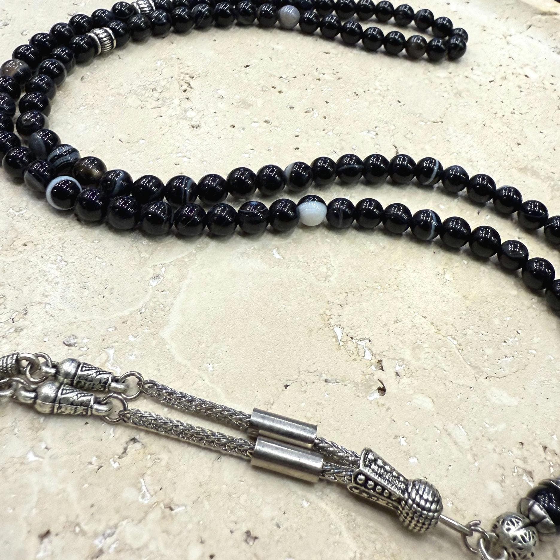 Black Onyx Tasbih | 99 Bead Islamic Prayer Beads | Misbaha - image 3