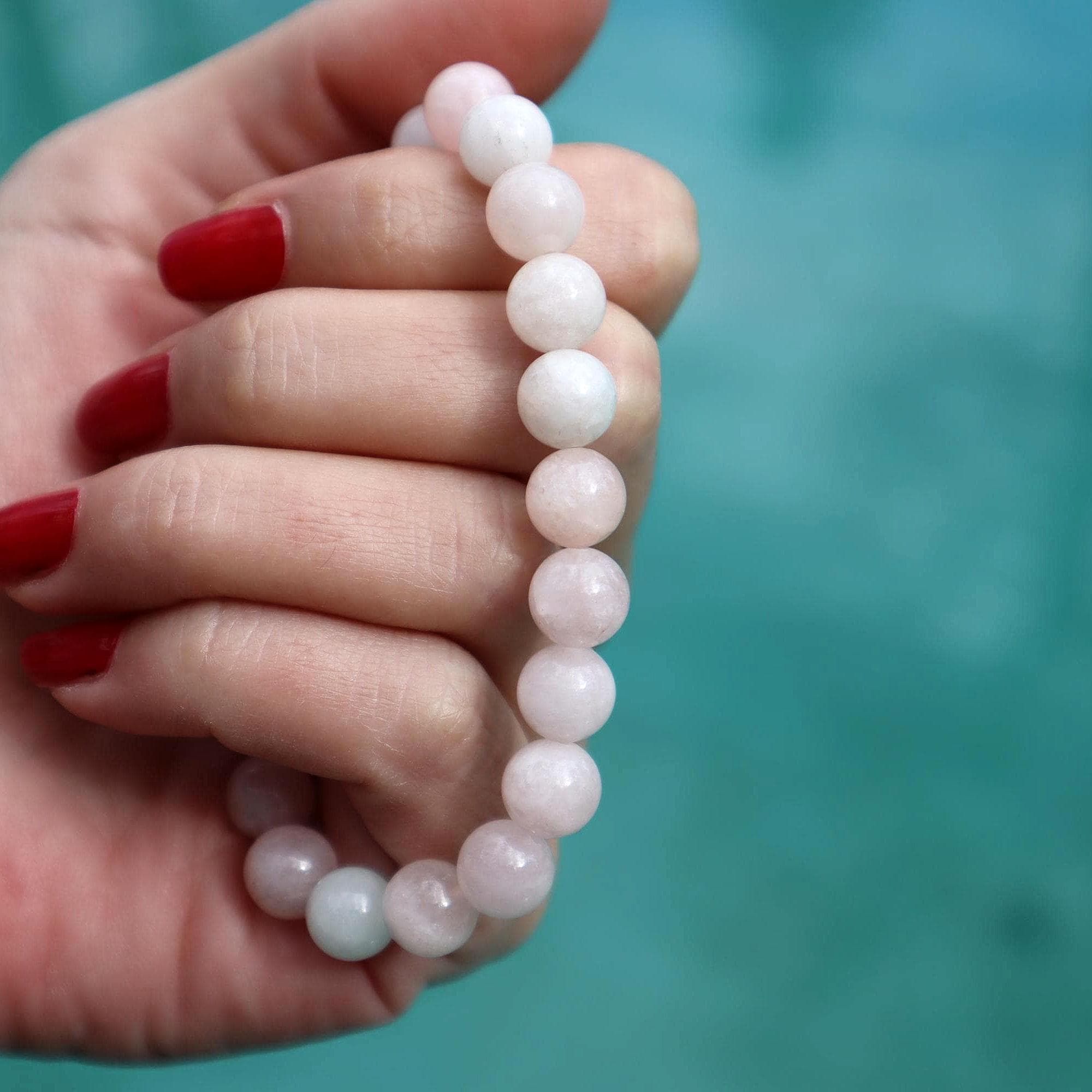 Morganite Bracelet Natural Pink Gemstone Beaded Bracelet Elegant Jewelry - 8 mm
