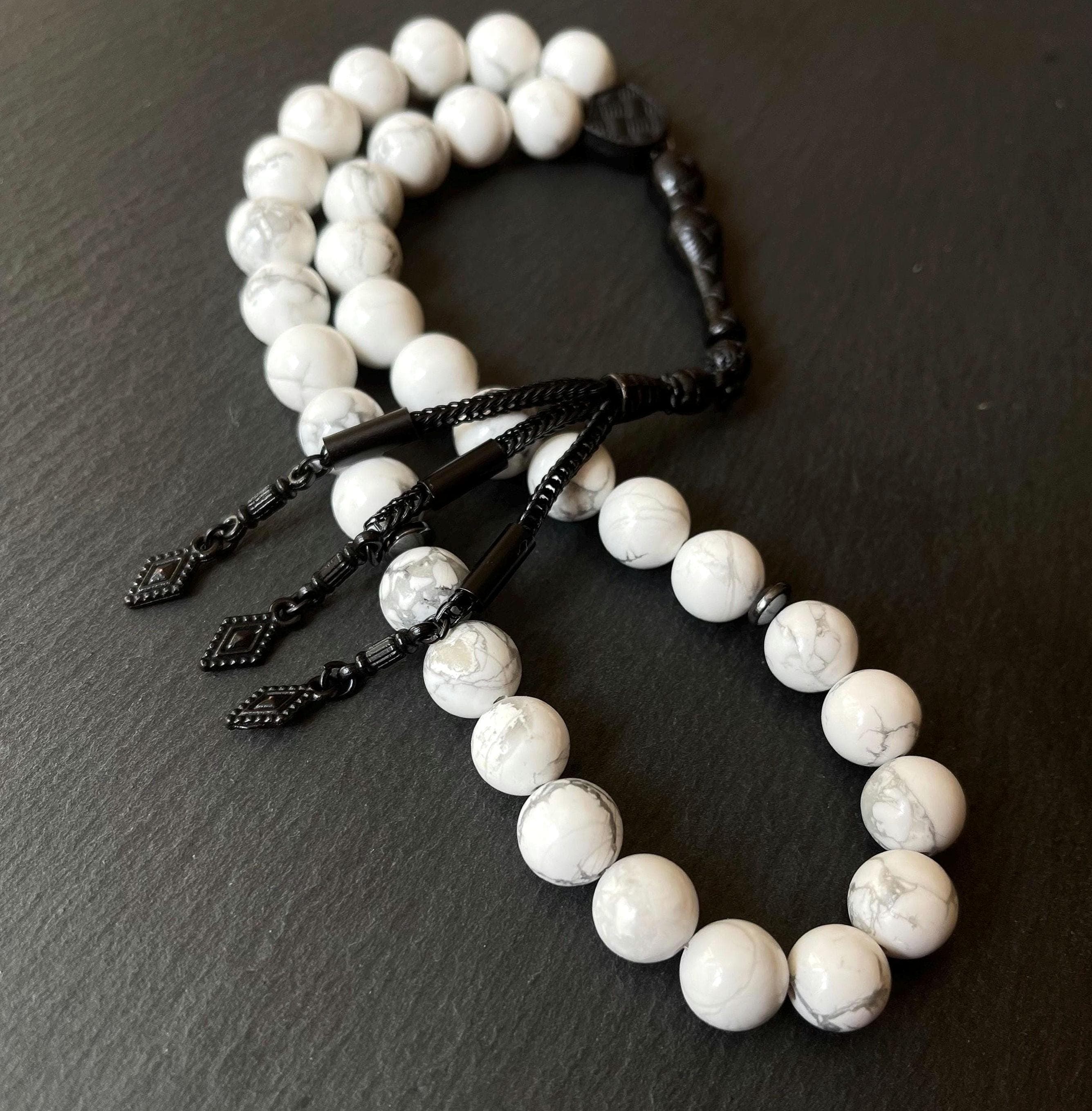Howlite Agate Islamic Prayer Beads 33 Beads | Handmade Gemstone Tasbih Misbaha | Muslim Gift - image 4
