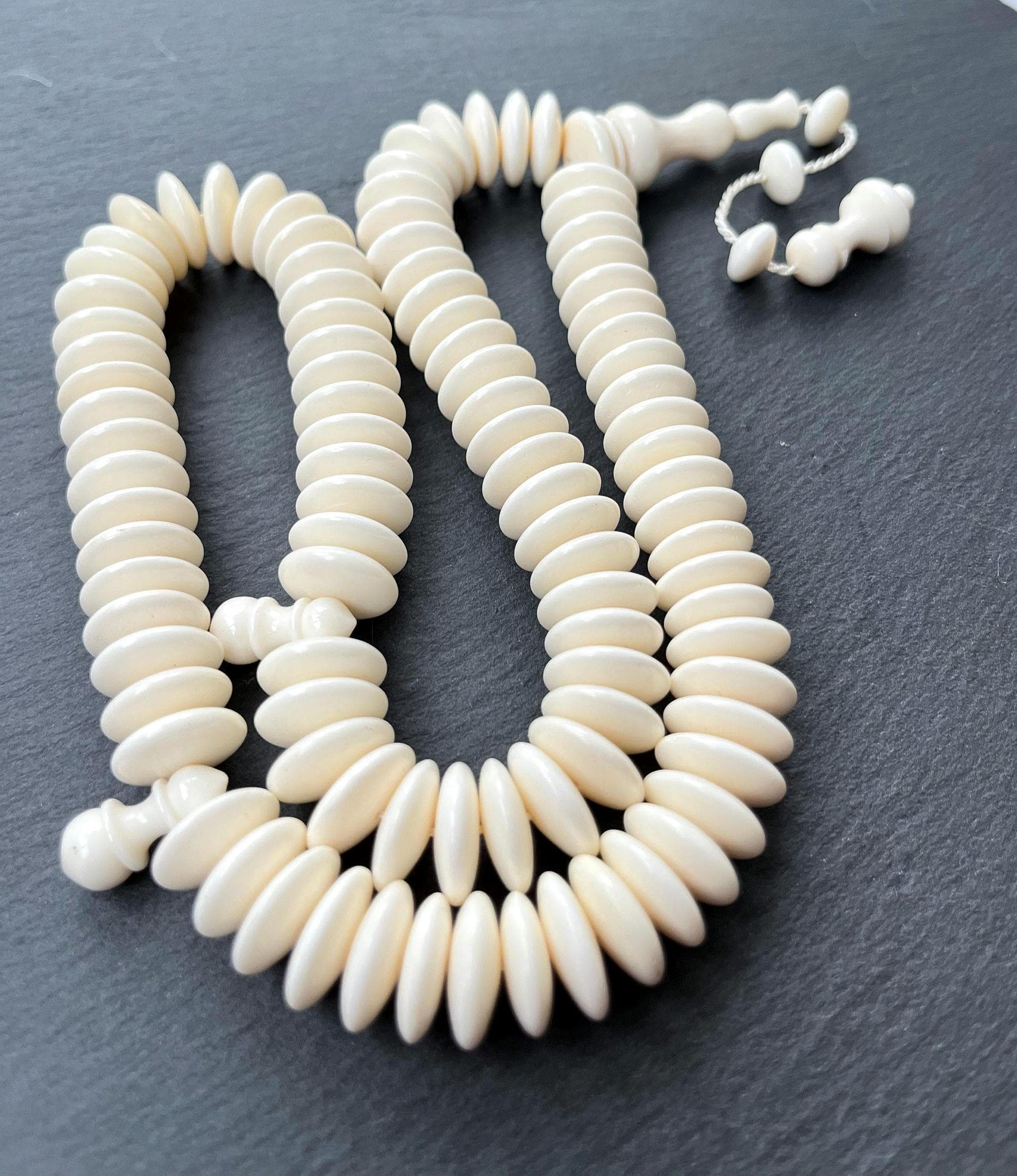Handcrafted Camel Bone Prayer Beads: 99-Bead Islamic Tasbih