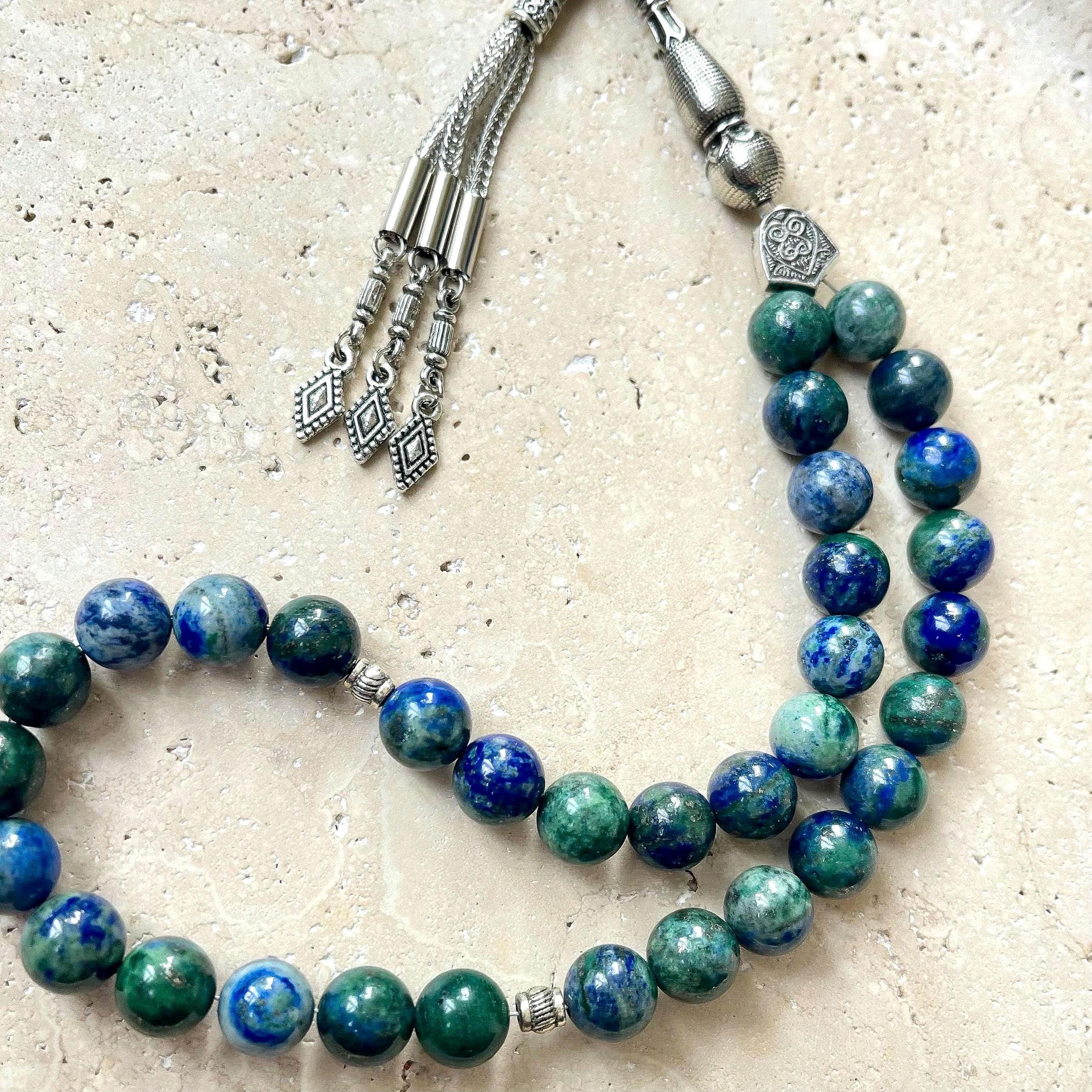 Blue Obsidian Islamic Prayer Beads | 33 Bead Gemstone Tasbih | Muslim Gift - image 3