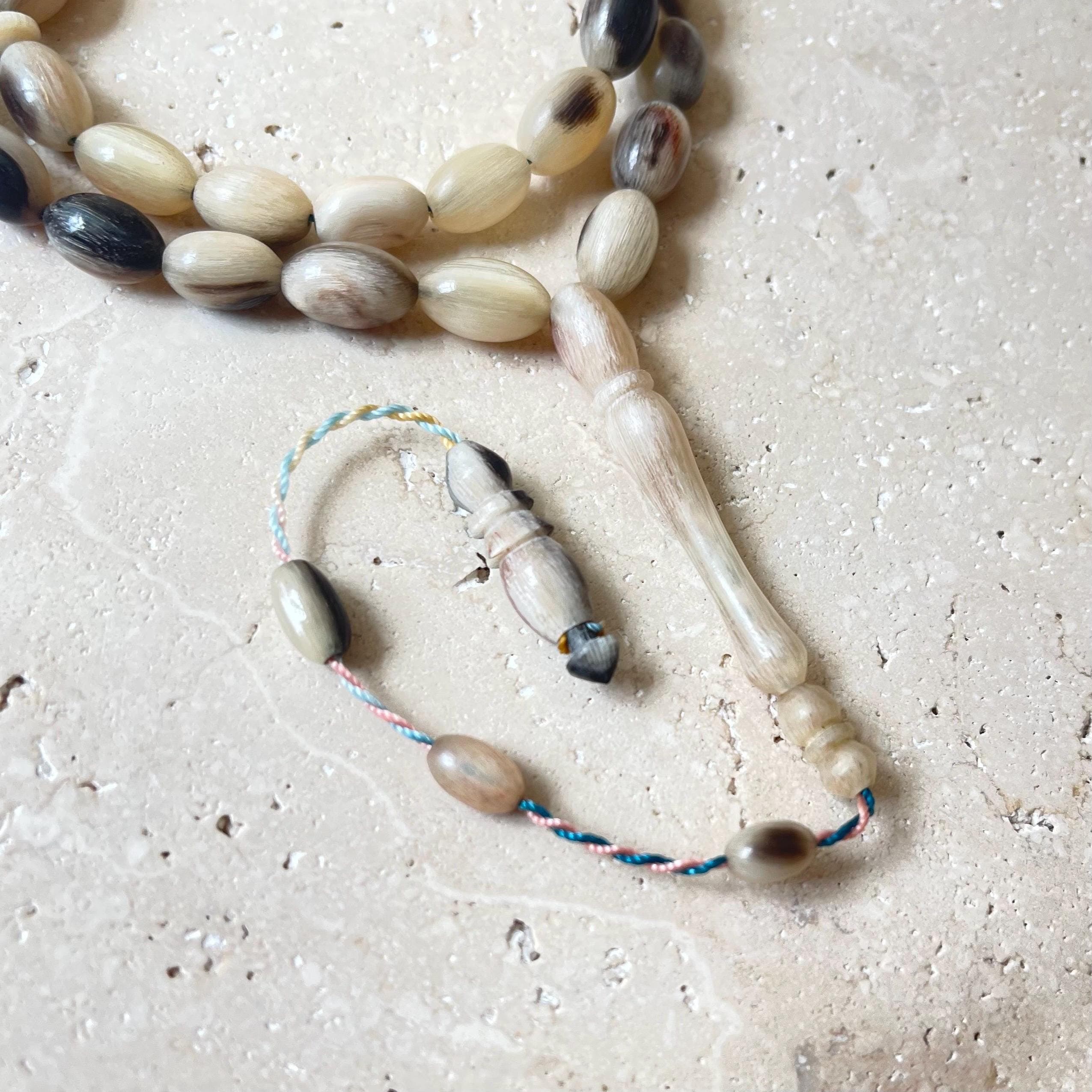 Handcrafted Ram Horn Islamic Prayer Beads | 33-Bead Tasbih, Eid Gift - image 4