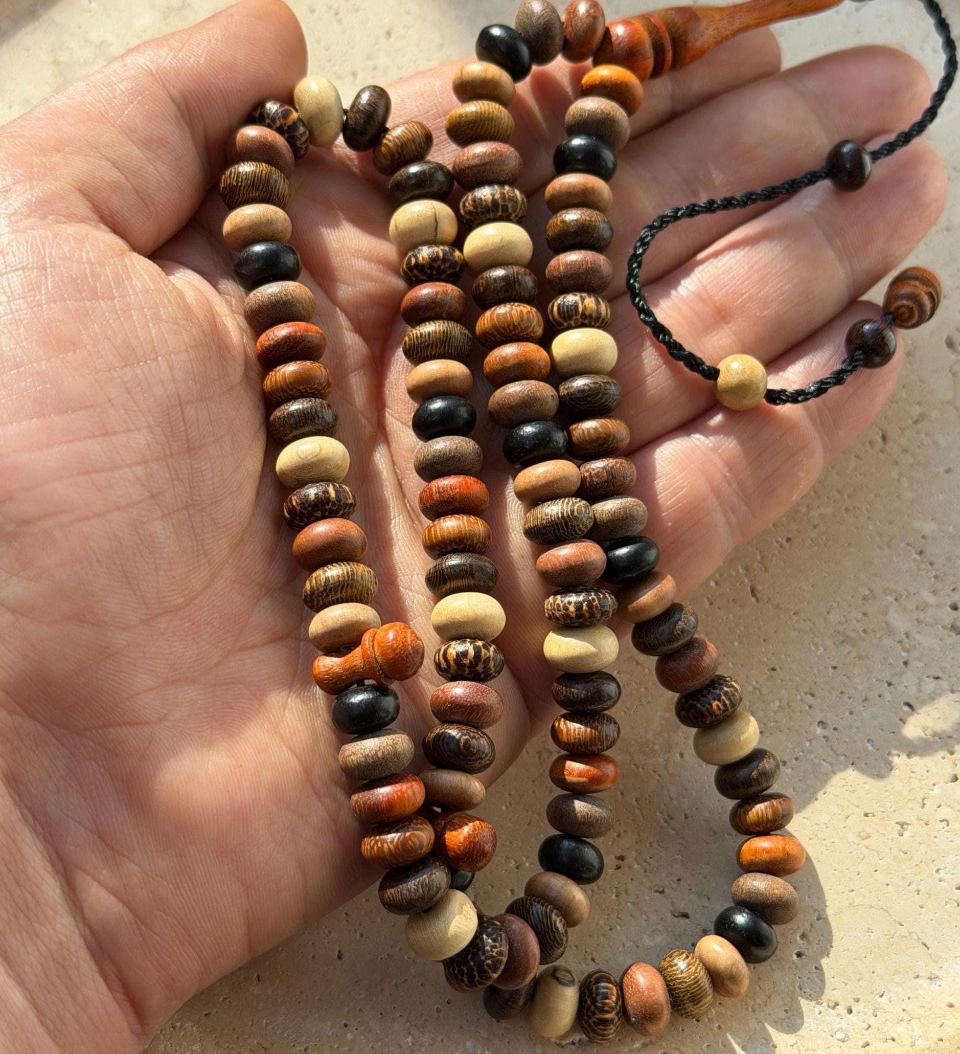 Handmade 99 Bead Mixed Wood Tasbih – Islamic Prayer Beads Rosary - image 2
