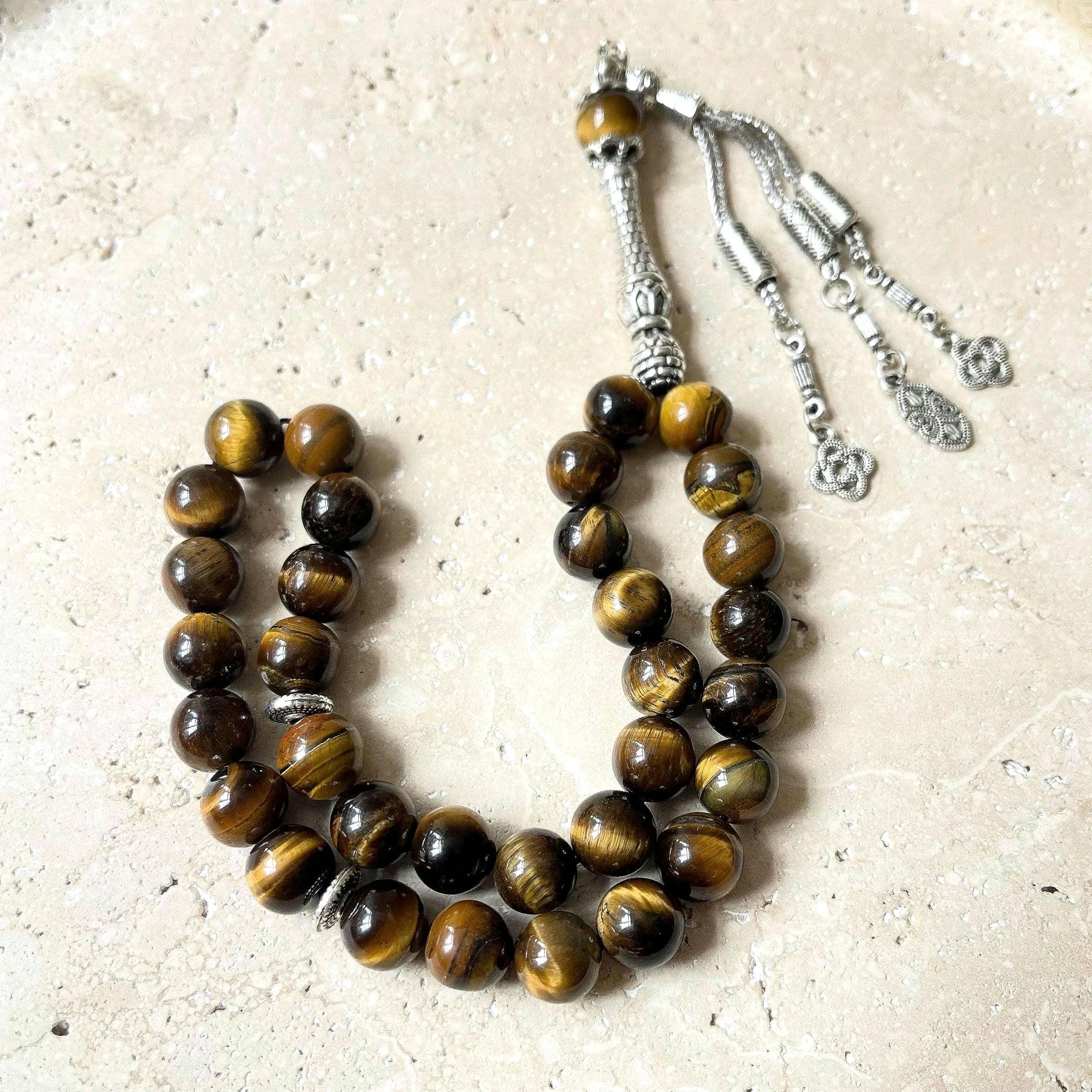 Brown Tiger's Eye Islamic Prayer Beads: 33-Bead Gemstone Tasbih - image 4