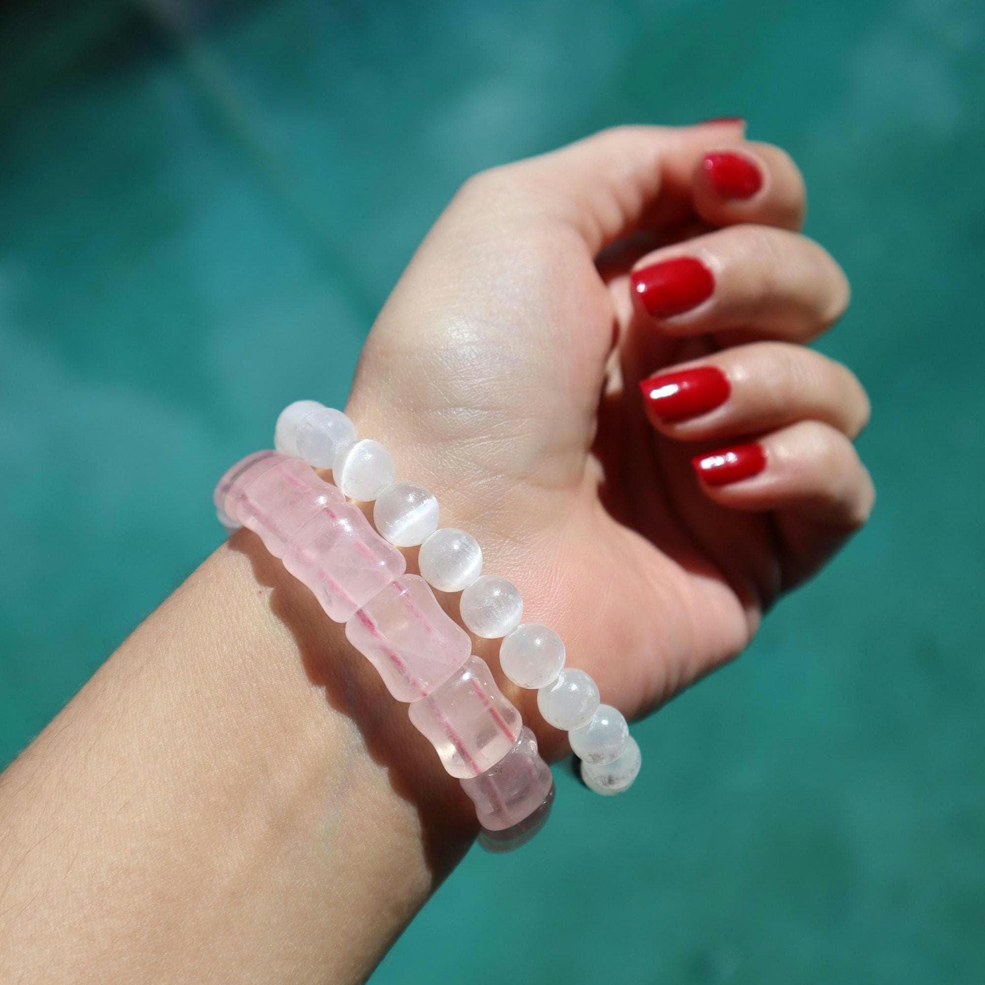 Natural Rose Quartz Bracelet – Pink Crystal Beaded Bracelet for Love, Self-Love & Emotional Healing