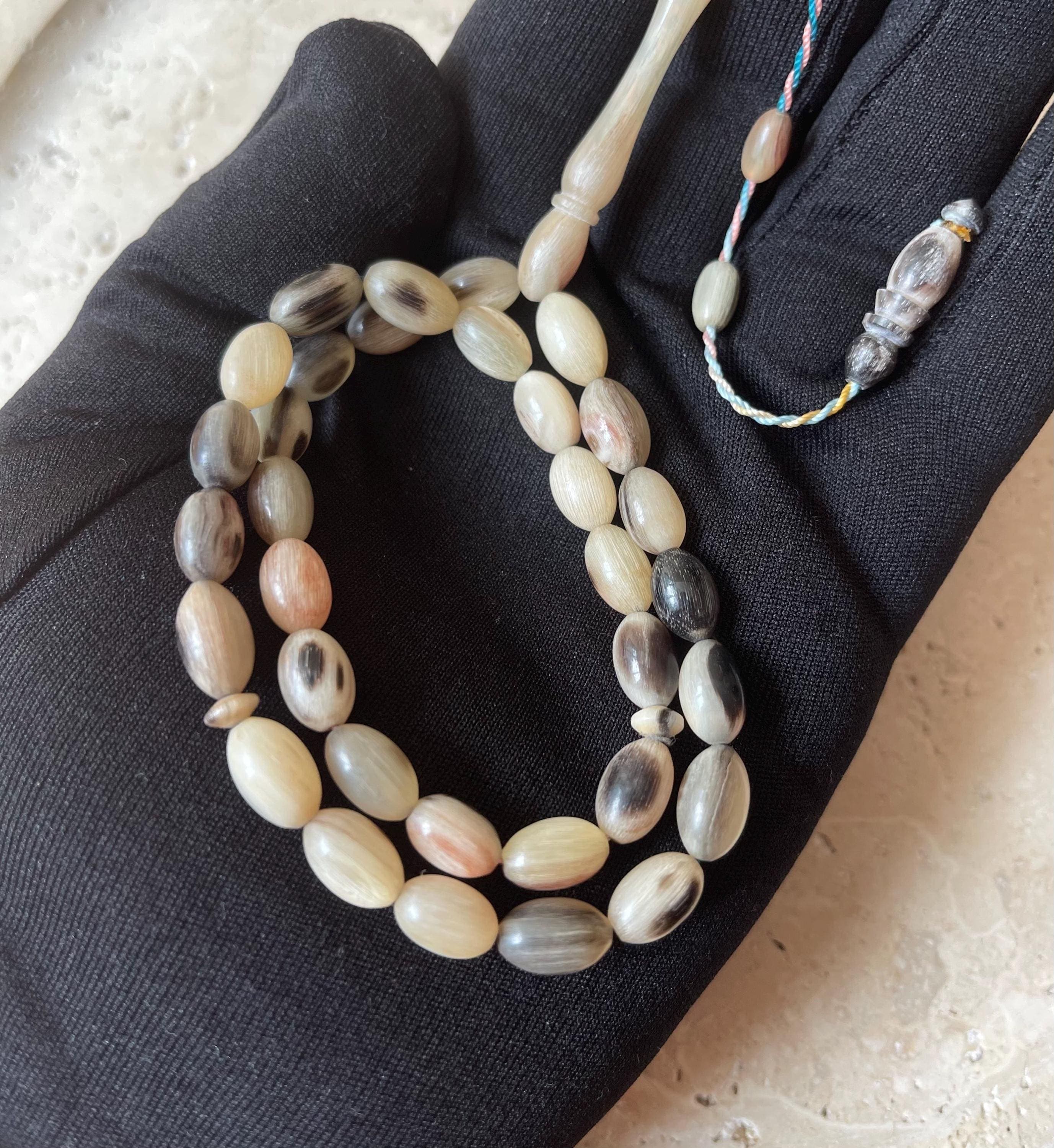 Handcrafted Ram Horn Islamic Prayer Beads | 33-Bead Tasbih, Eid Gift - image 3