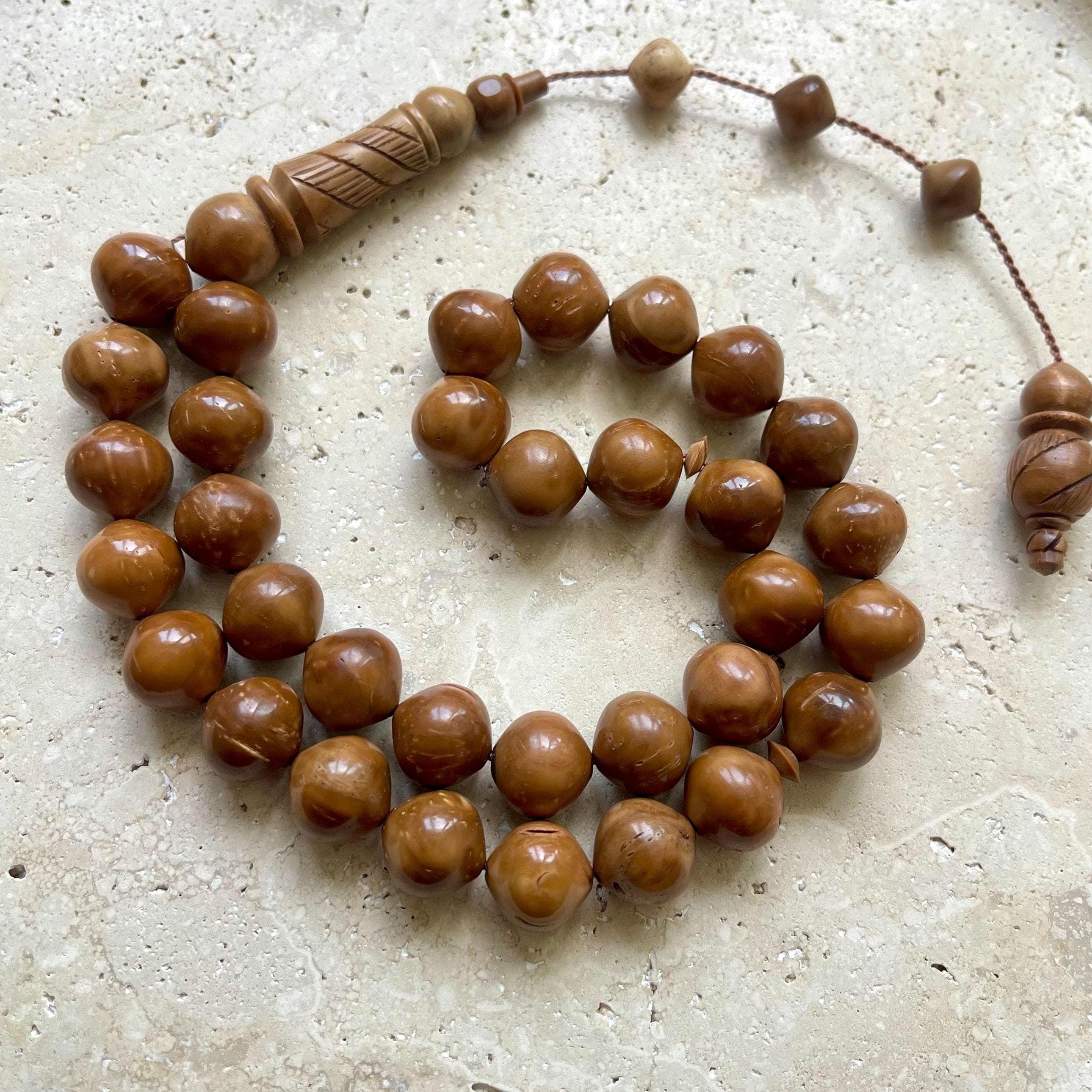 Handcrafted Kuka Wood Islamic Prayer Beads | 33-Bead Tasbih, 13mm
