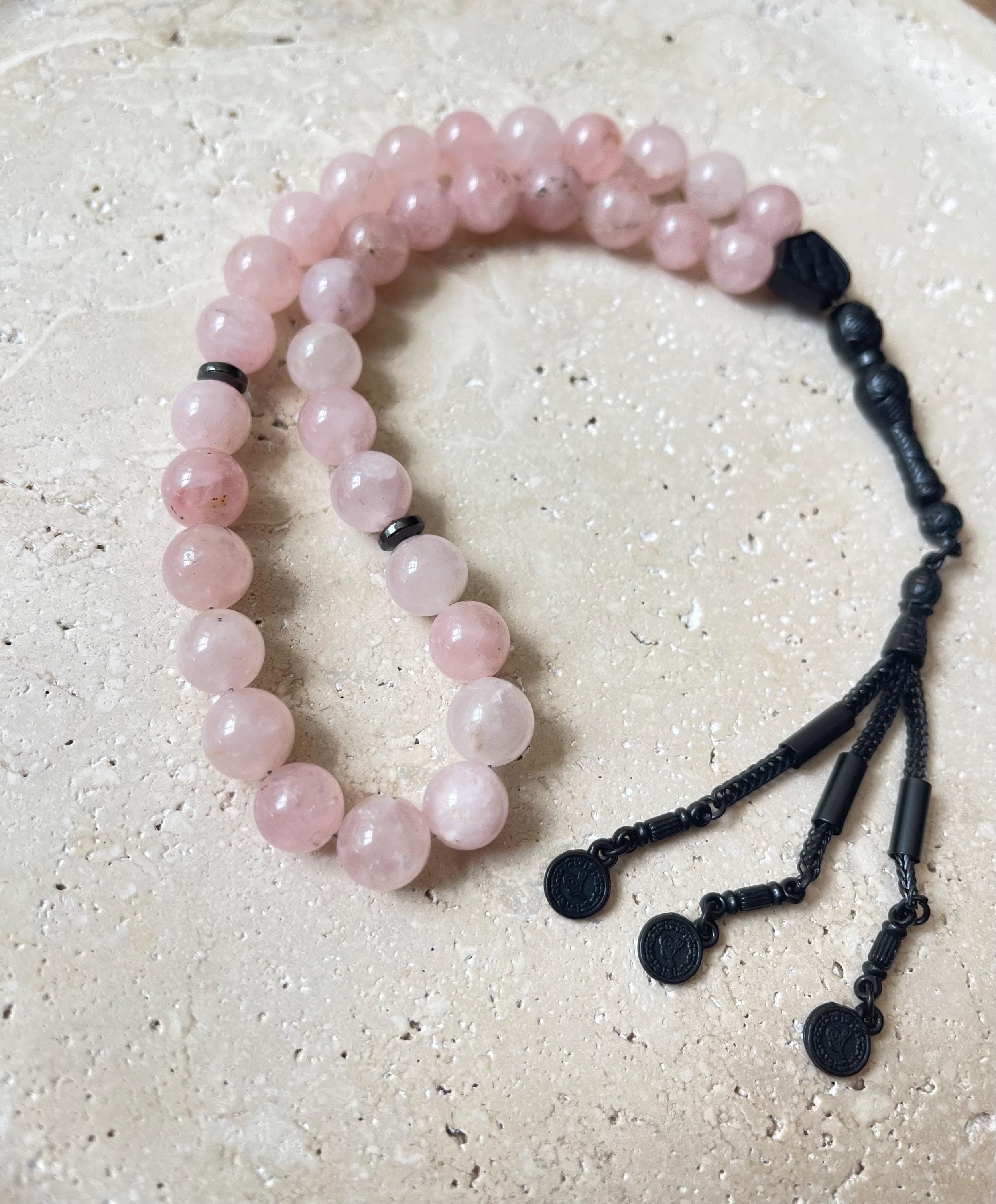 Pink Quartz Islamic Prayer Beads: 33-Bead Tasbih Misbaha - image 5