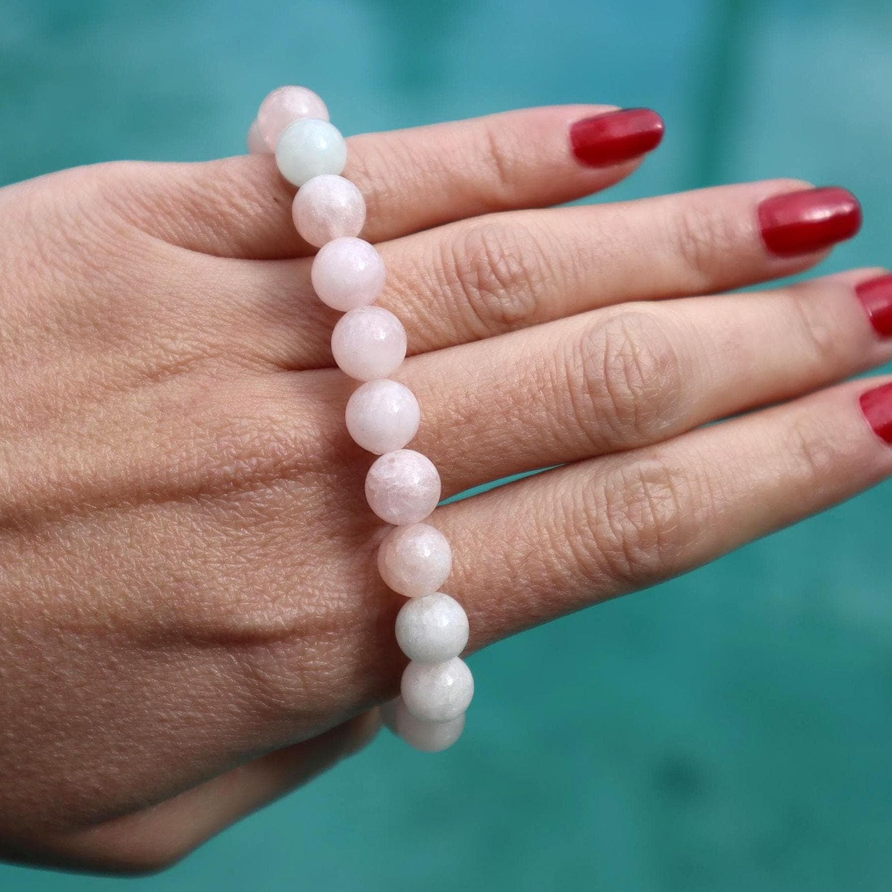 Morganite Bracelet Natural Pink Gemstone Beaded Bracelet Elegant Jewelry - 8 mm - image 5