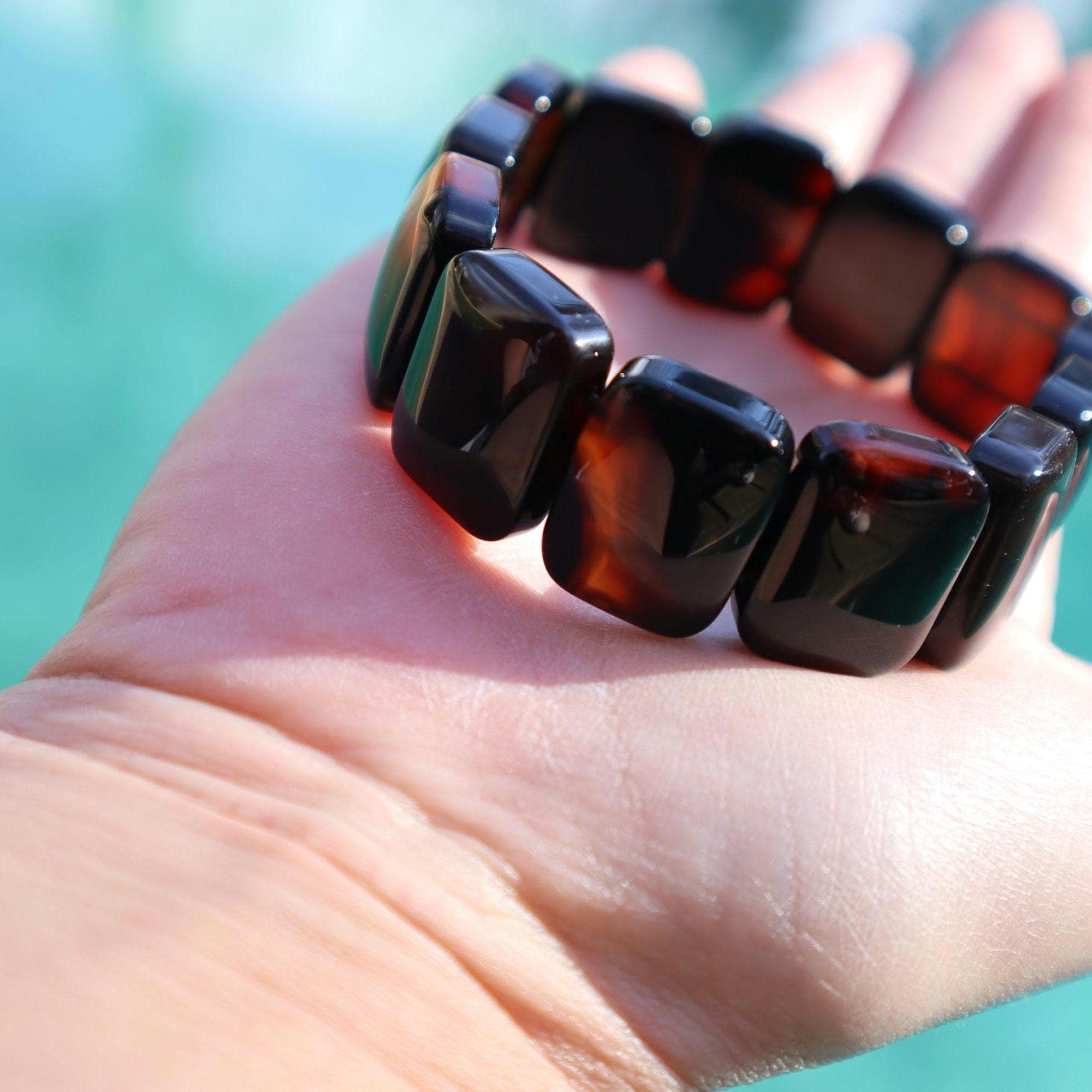 Brown Agate Bracelet – Natural Gemstone Bead Bracelet, Minimalist Stone Jewelry