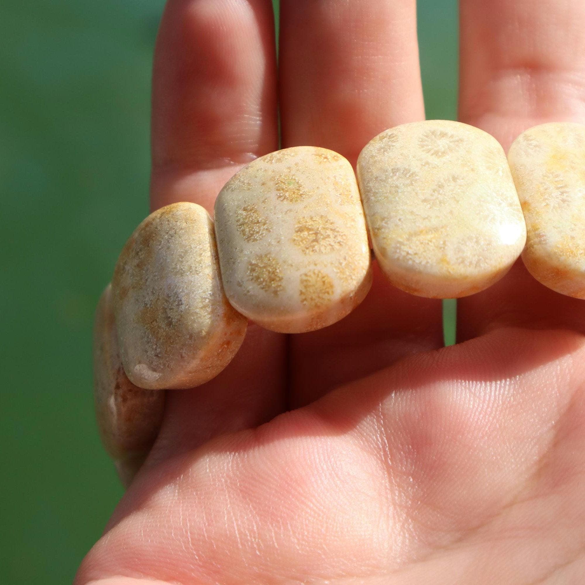 Natural Light Coral Bracelet – Cream Beige Minimalist Gemstone Jewelry - image 3