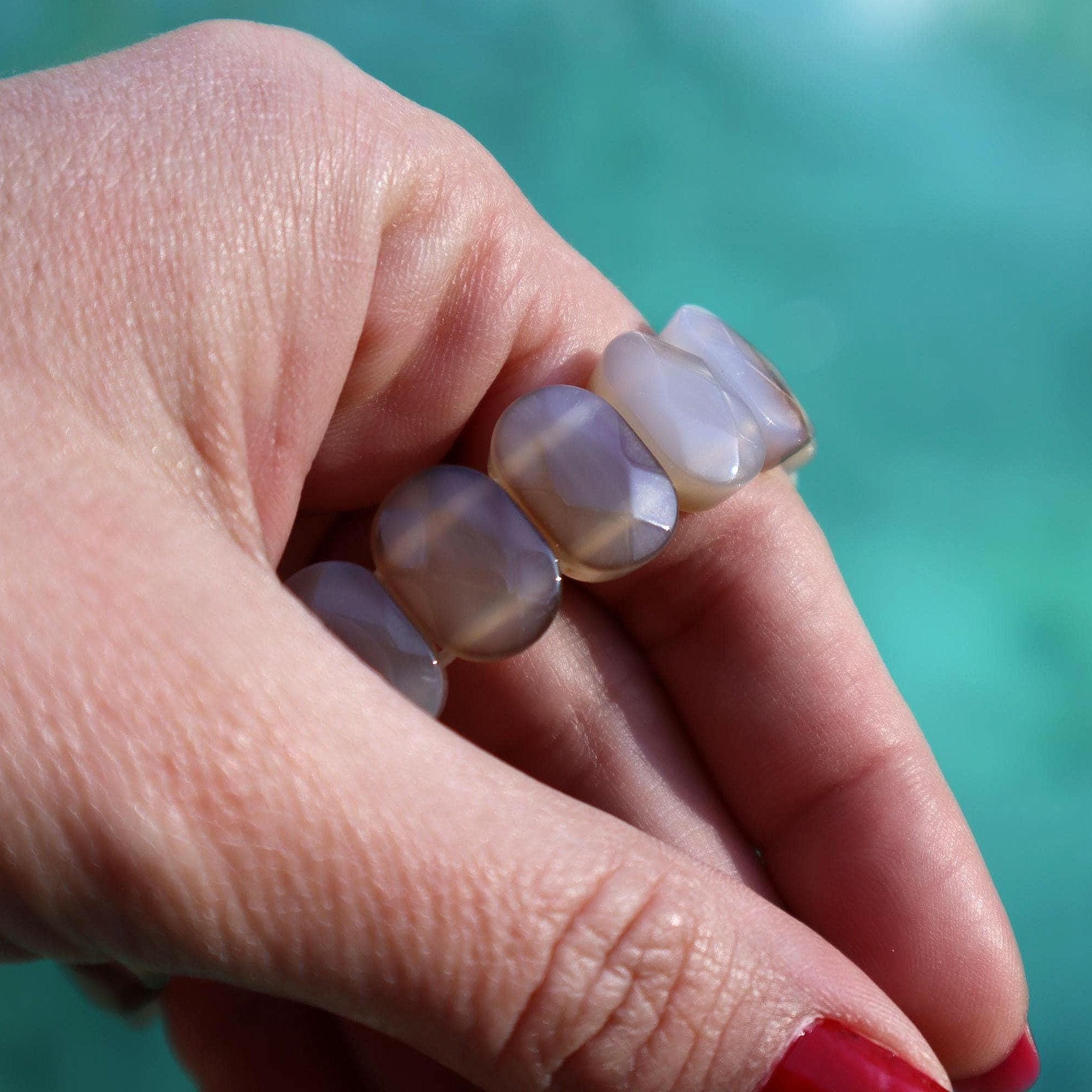 Taupe Gray Agate Stone Bracelet – Natural Beaded Bracelet, Earth Tone Jewelry - image 4
