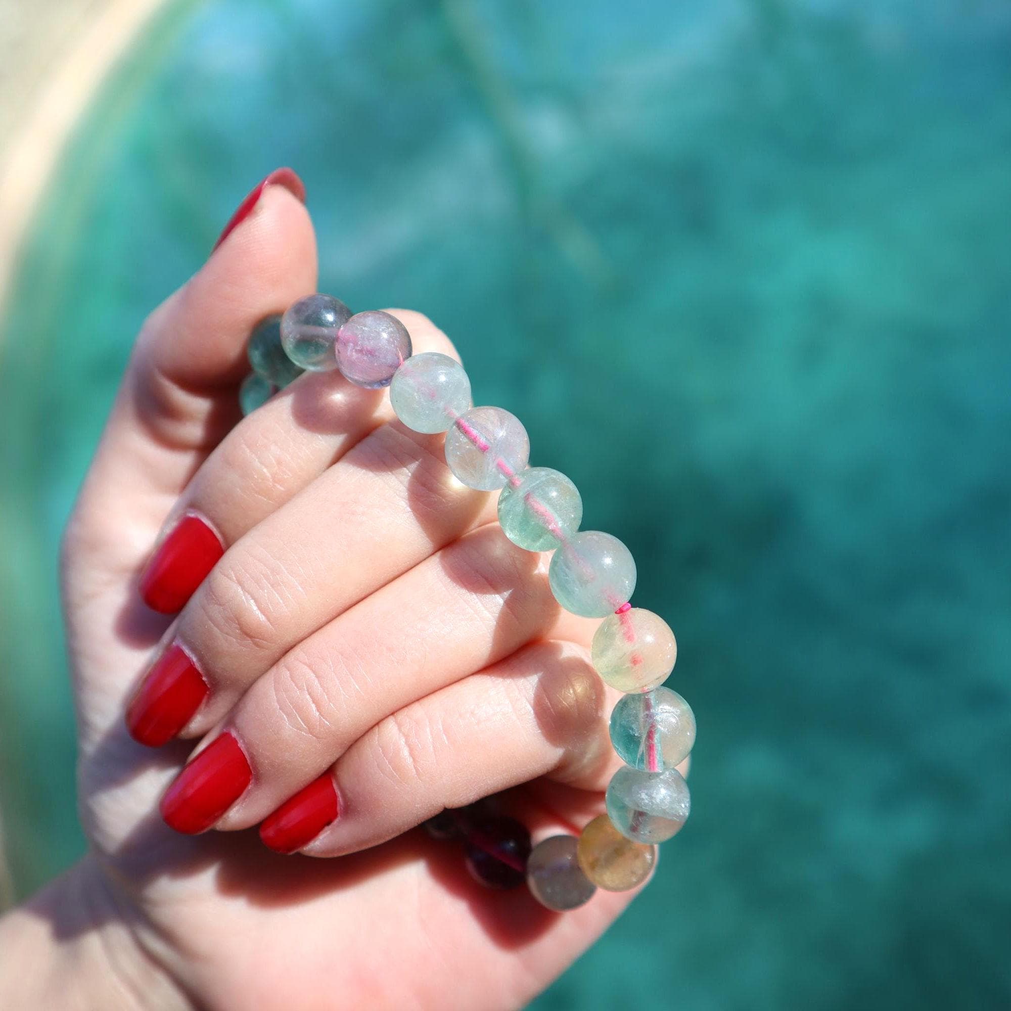 Natural Fluorite Bracelet, Purple Green Gemstone Bead Bracelet, Minimal Stone Jewelry - image 4