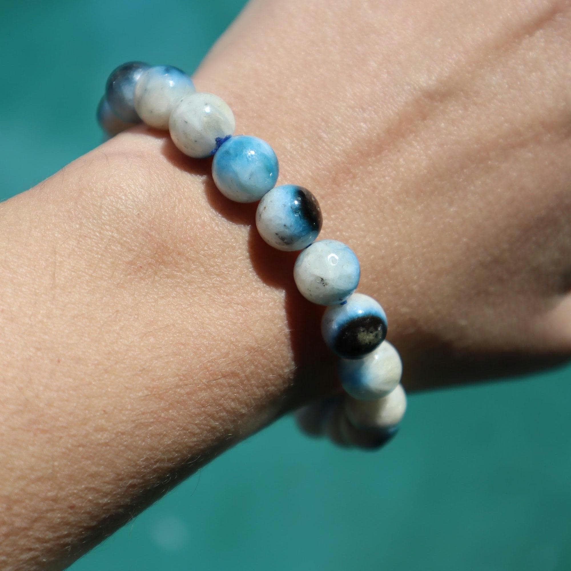 Blue Ice Glacierite Beaded Bracelet – Minimalist Natural Gemstone Jewelry