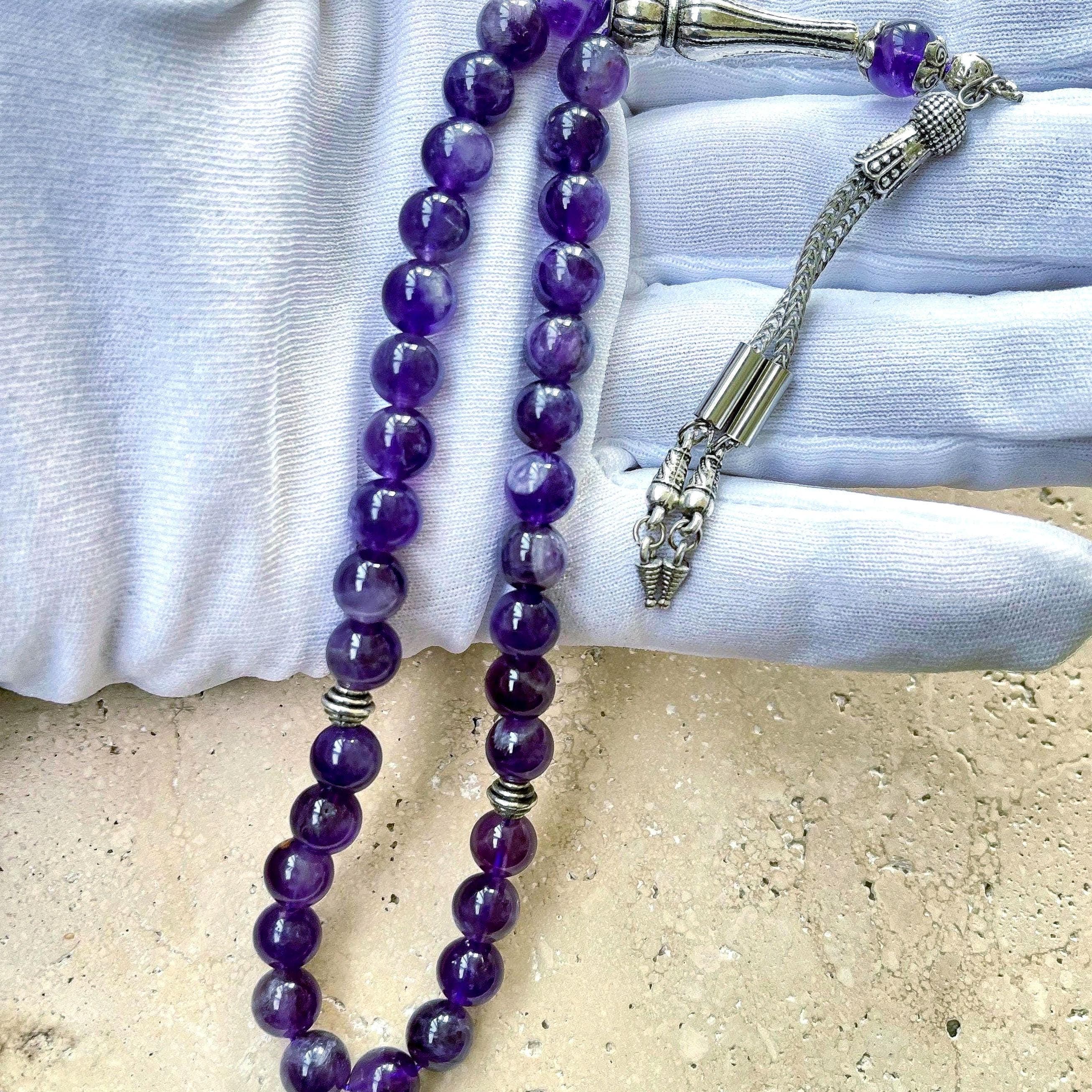 Amethyst Islamic Prayer Beads 33 | Gemstone Tasbih | Muslim Gift | 8 mm - image 3