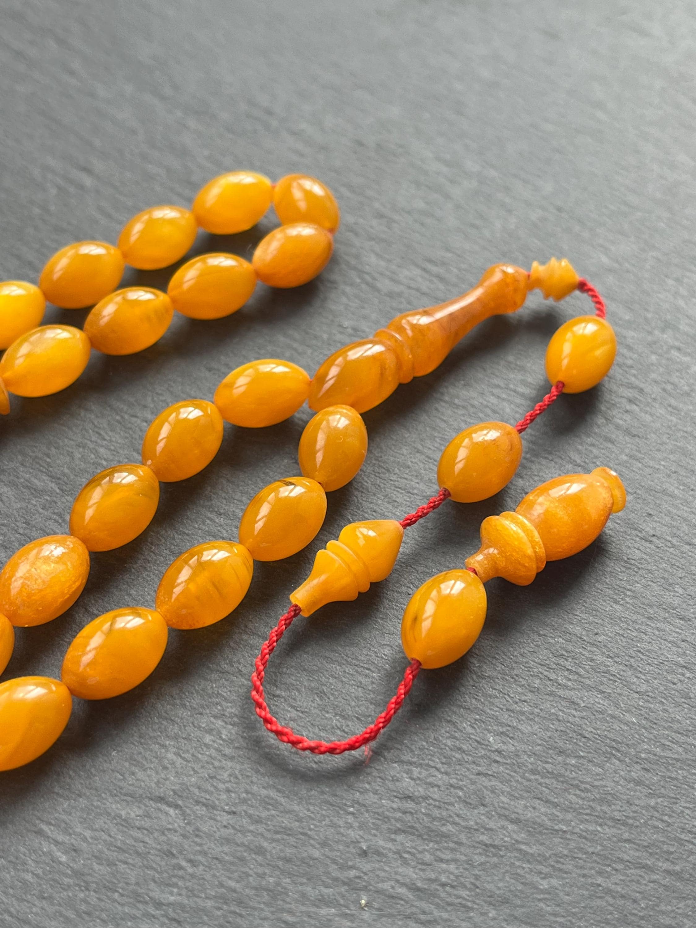 Handcrafted Pressed Amber Prayer Beads | Islamic Tasbih Misbaha Sibha | 33 Beads