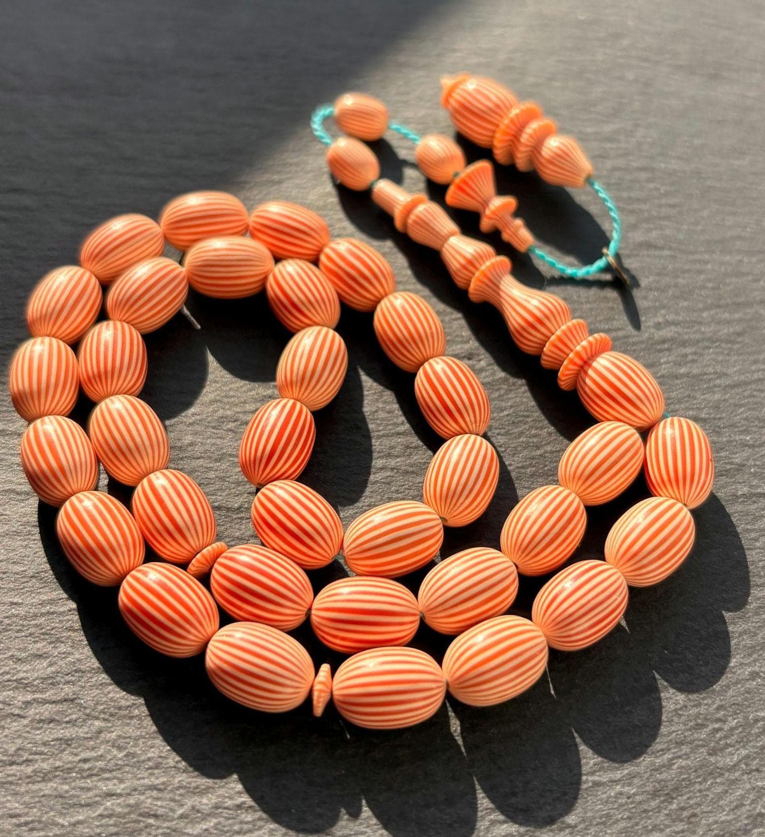 Orange Striped Galalith Tasbih | Islamic Prayer Beads | French Galalith Misbaha | Muslim Rosary | 33 Bead