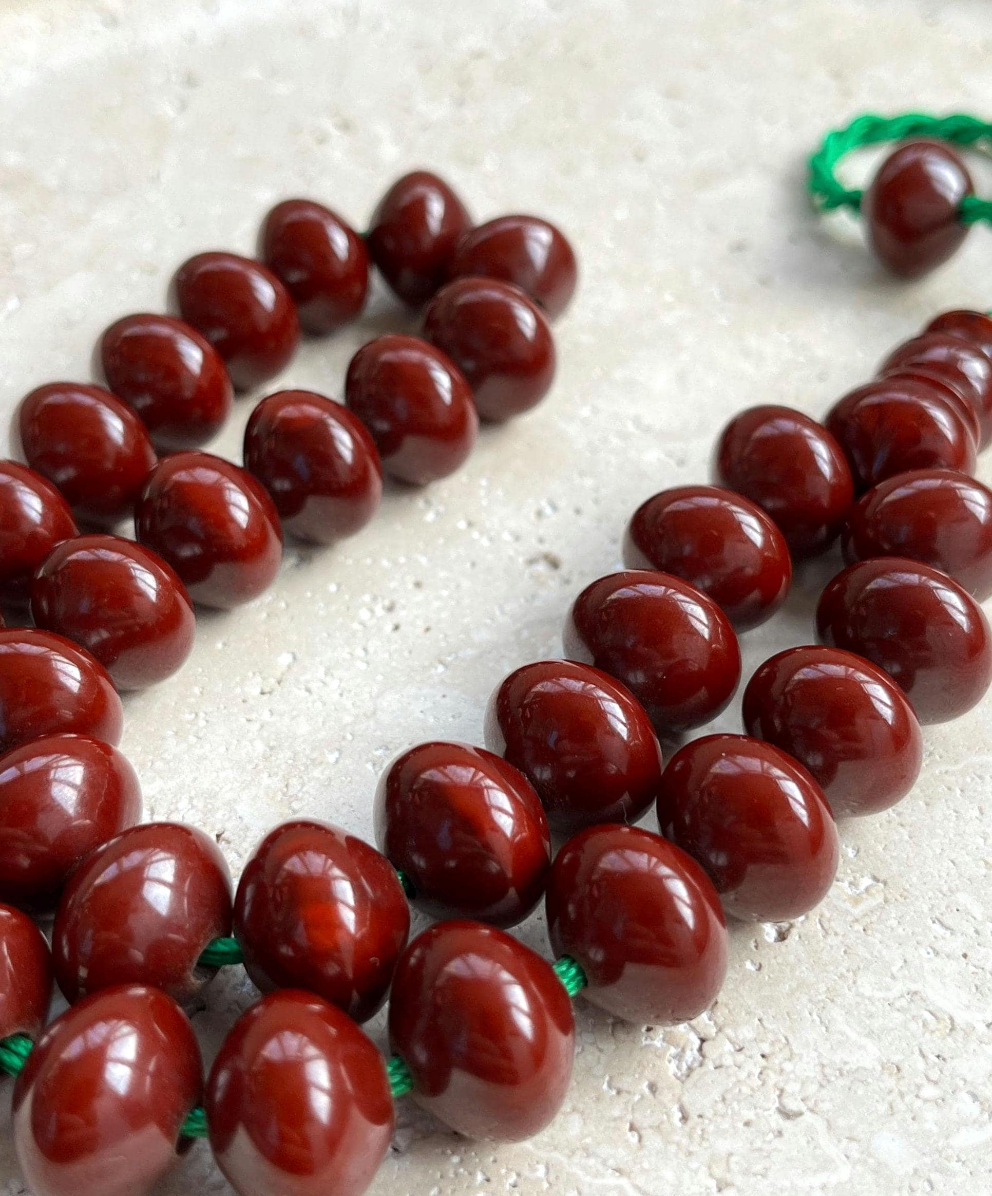 Handmade Pressed Amber Islamic Prayer Beads, 33 Tasbih