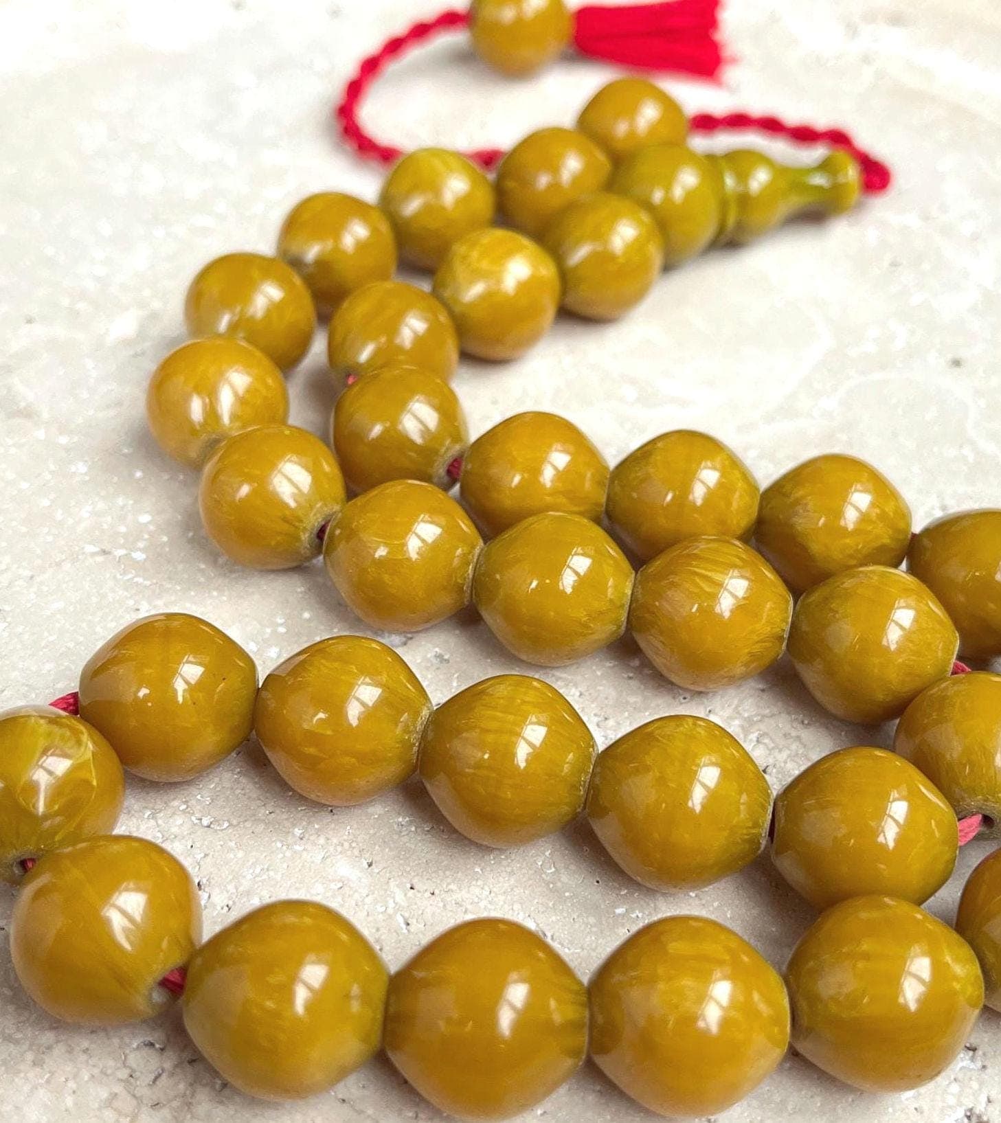 German Faturan Amber Islamic Prayer Beads – 33 Bead Tasbih | 14 mm - image 3