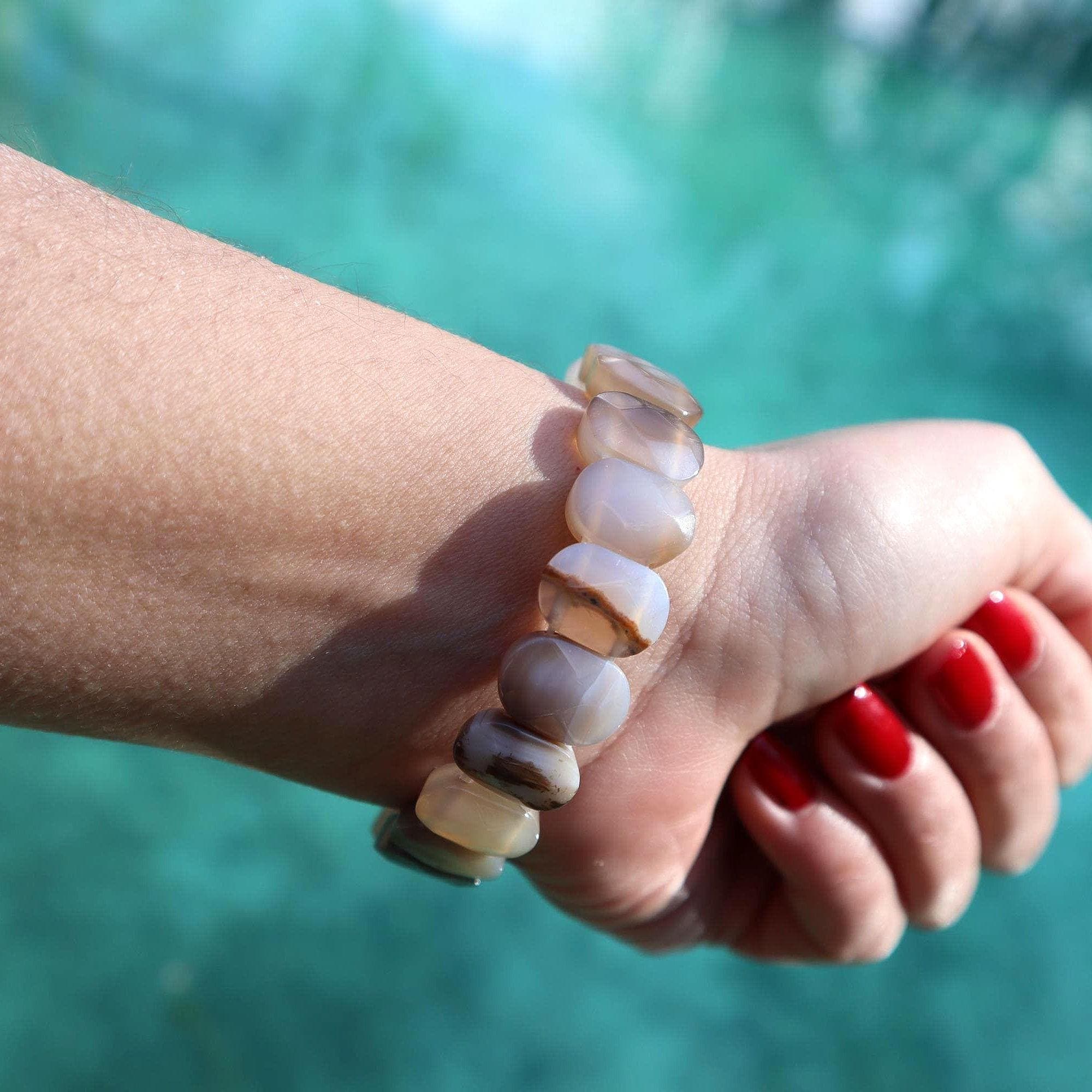 Taupe Gray Agate Stone Bracelet – Natural Beaded Bracelet, Earth Tone Jewelry - image 5