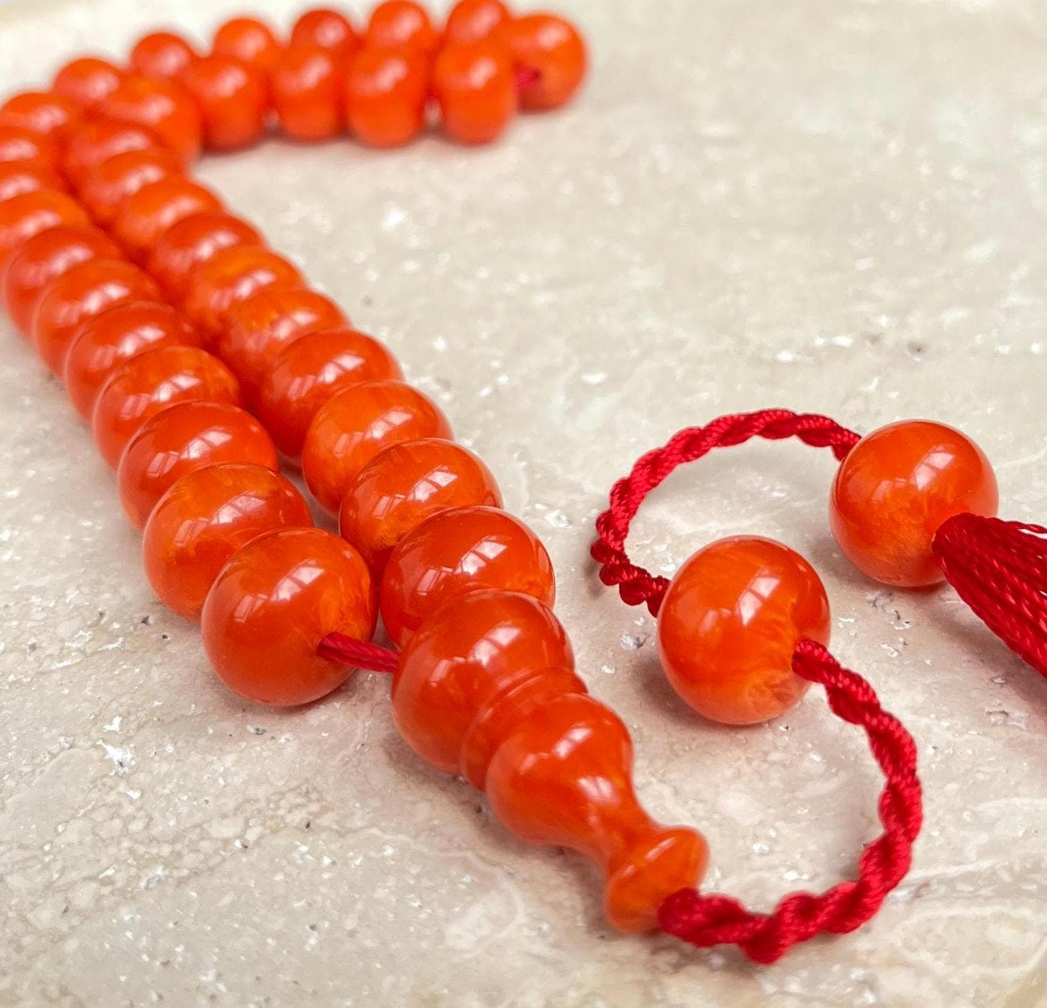 Pressed Amber Islamic Prayer Beads 33 Beads | Faturan Tasbih Misbaha Sibha | Muslim Gift - image 4