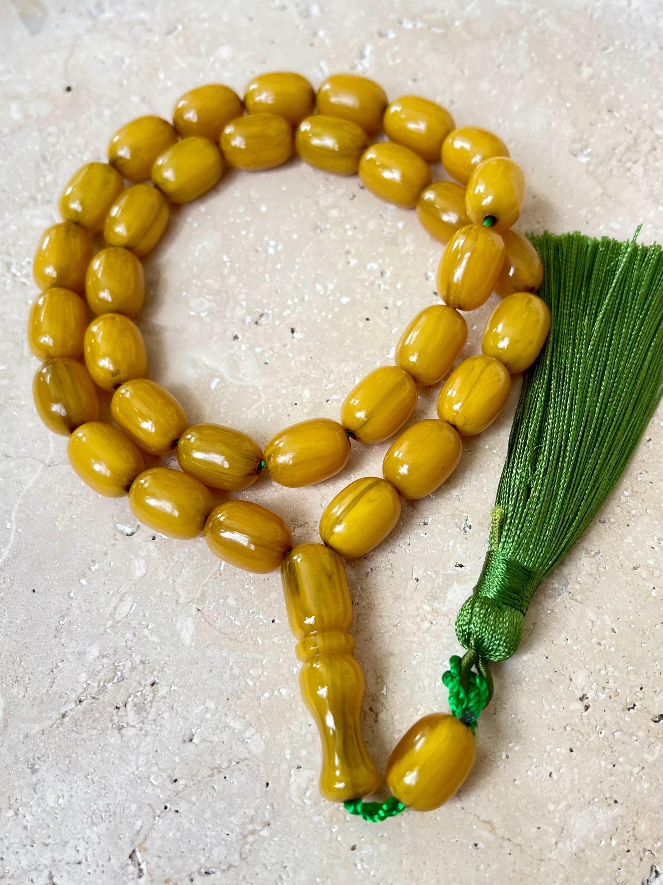 33 Bead Pressed Amber Tasbih | Handcrafted Islamic Prayer Beads | Misbaha - image 5