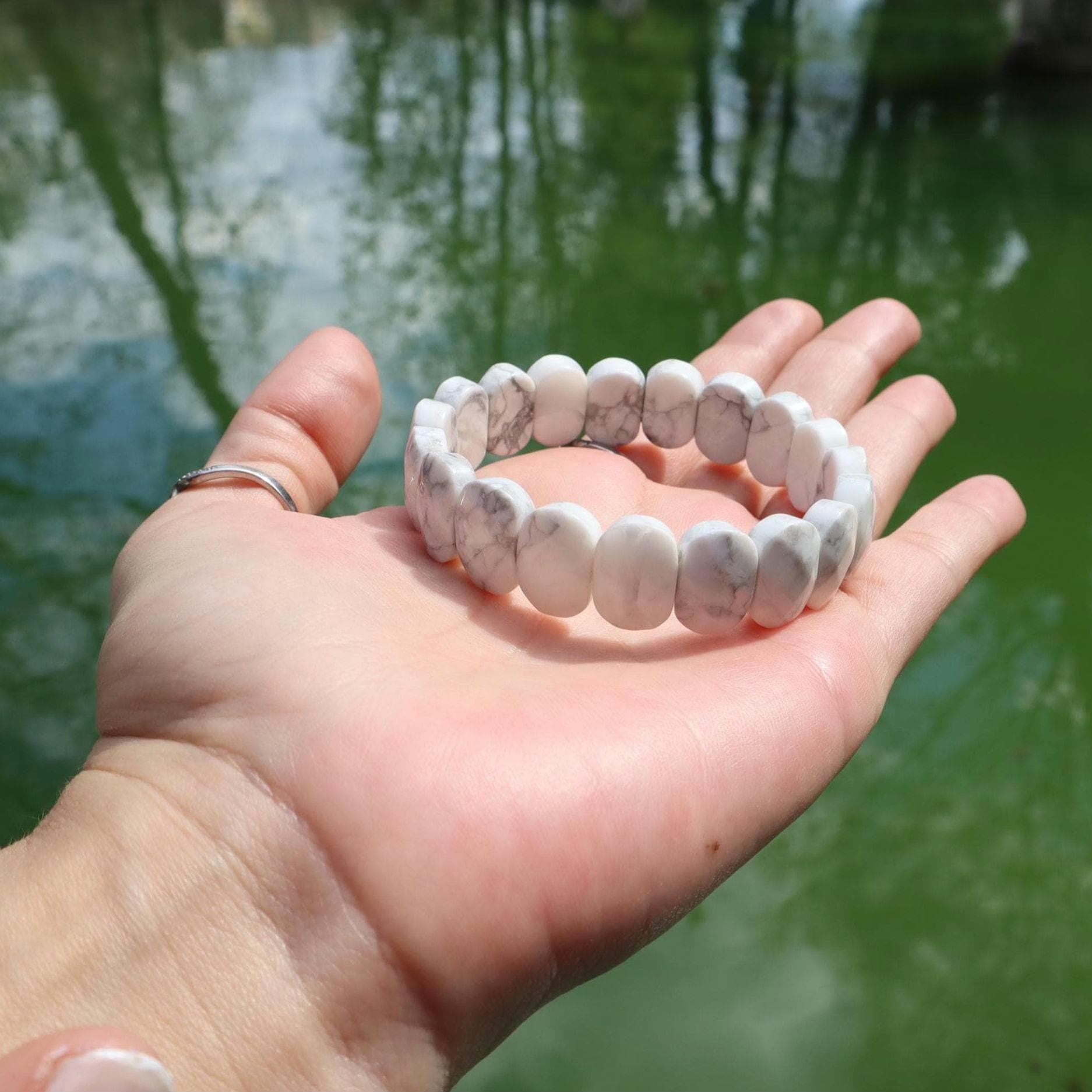 Natural Howlite Stone Bracelet – Minimalist Handmade Beaded Jewelry - image 5