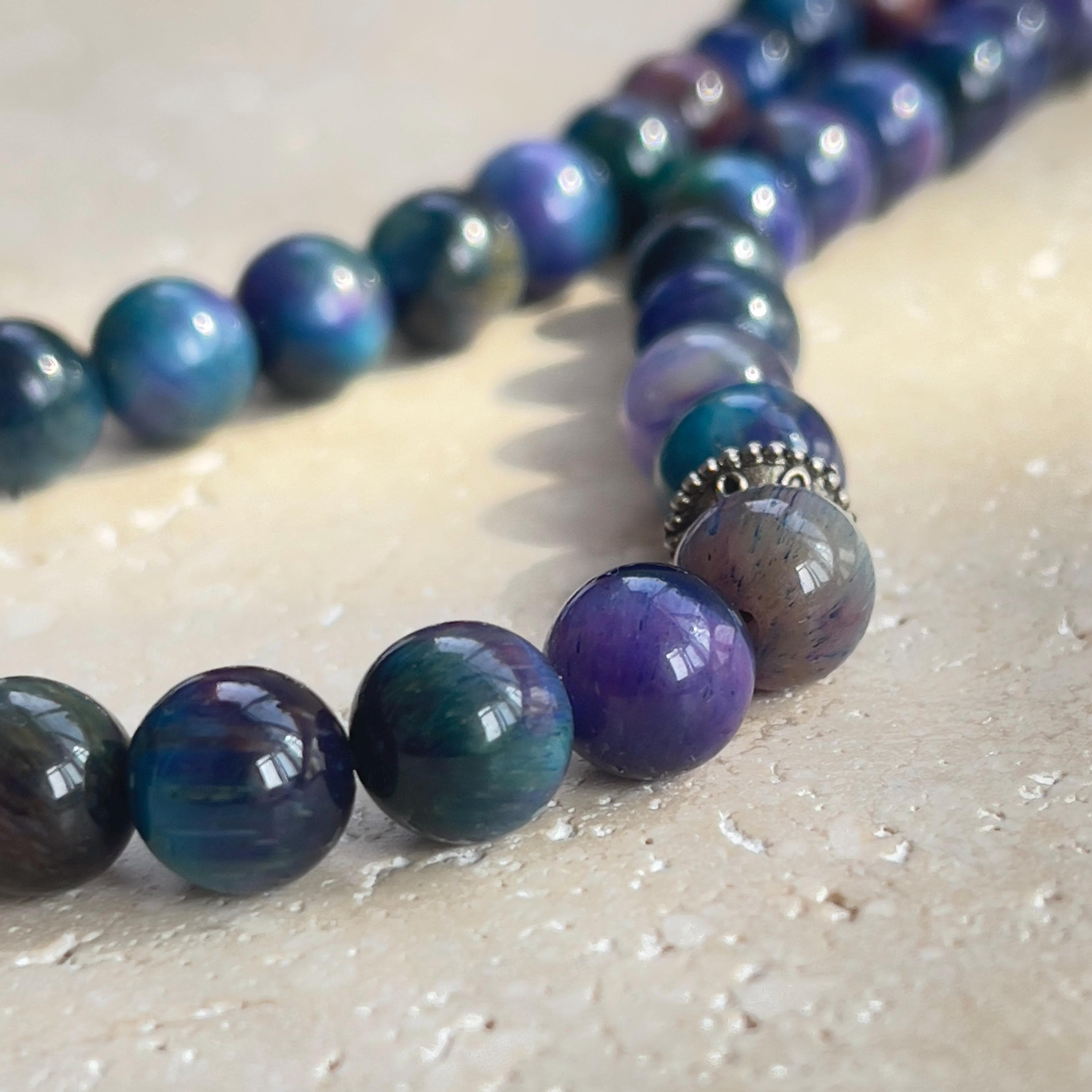 Purple Tiger Eye Tasbih | Islamic Prayer Beads | 33 Bead Misbaha