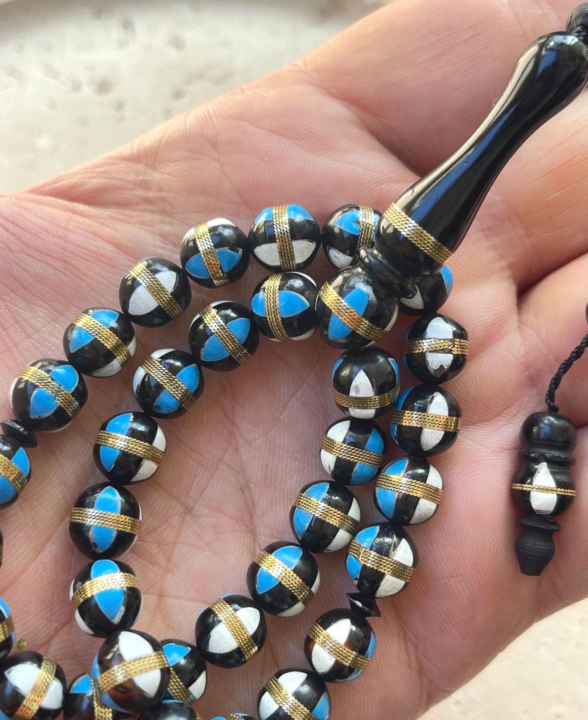 Hand-Carved Kuka Wood Islamic Prayer Beads | 33-Bead Tasbih Rosary, 9mm - image 4