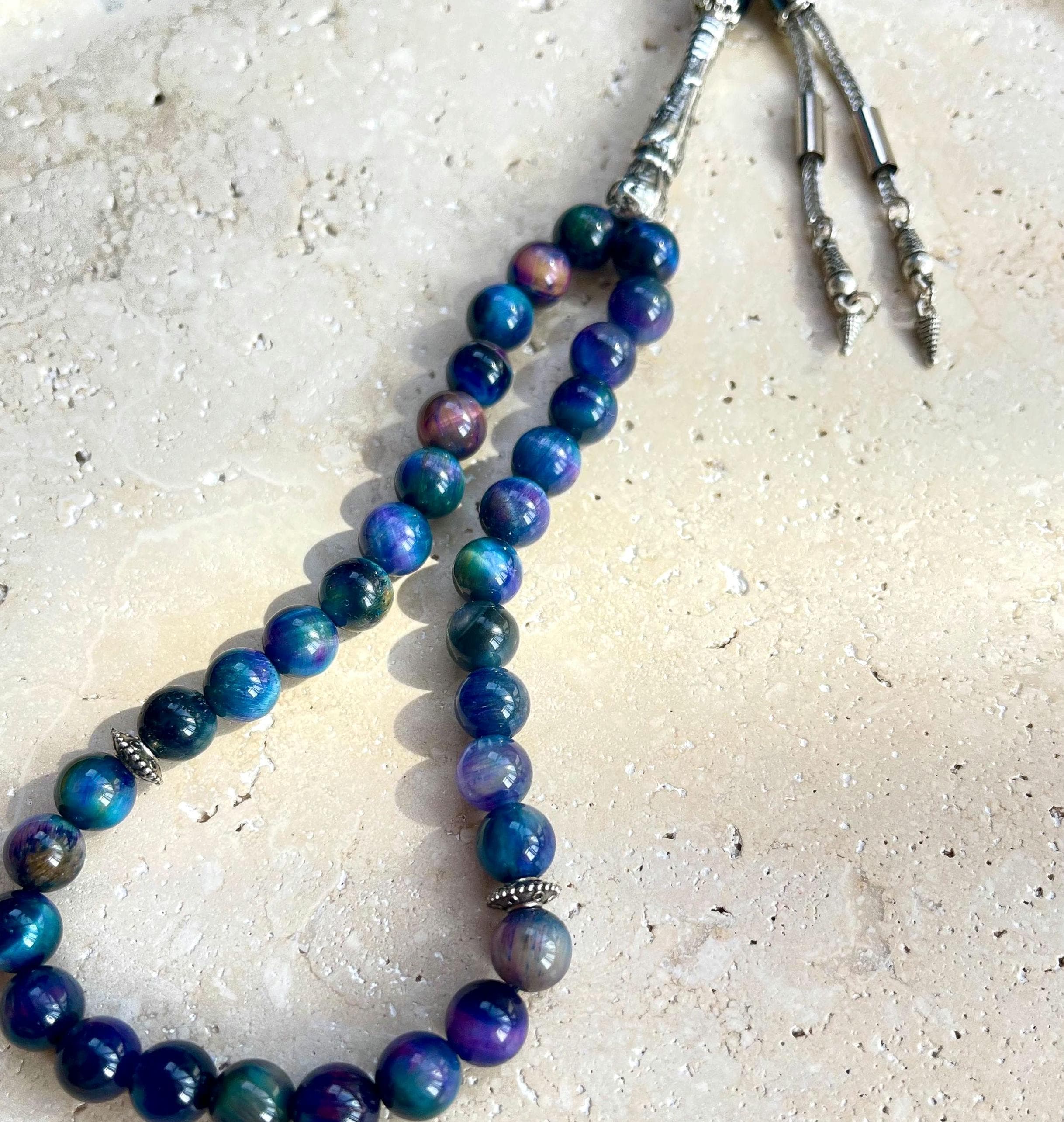 Purple Tiger Eye Tasbih | Islamic Prayer Beads | 33 Bead Misbaha - image 4