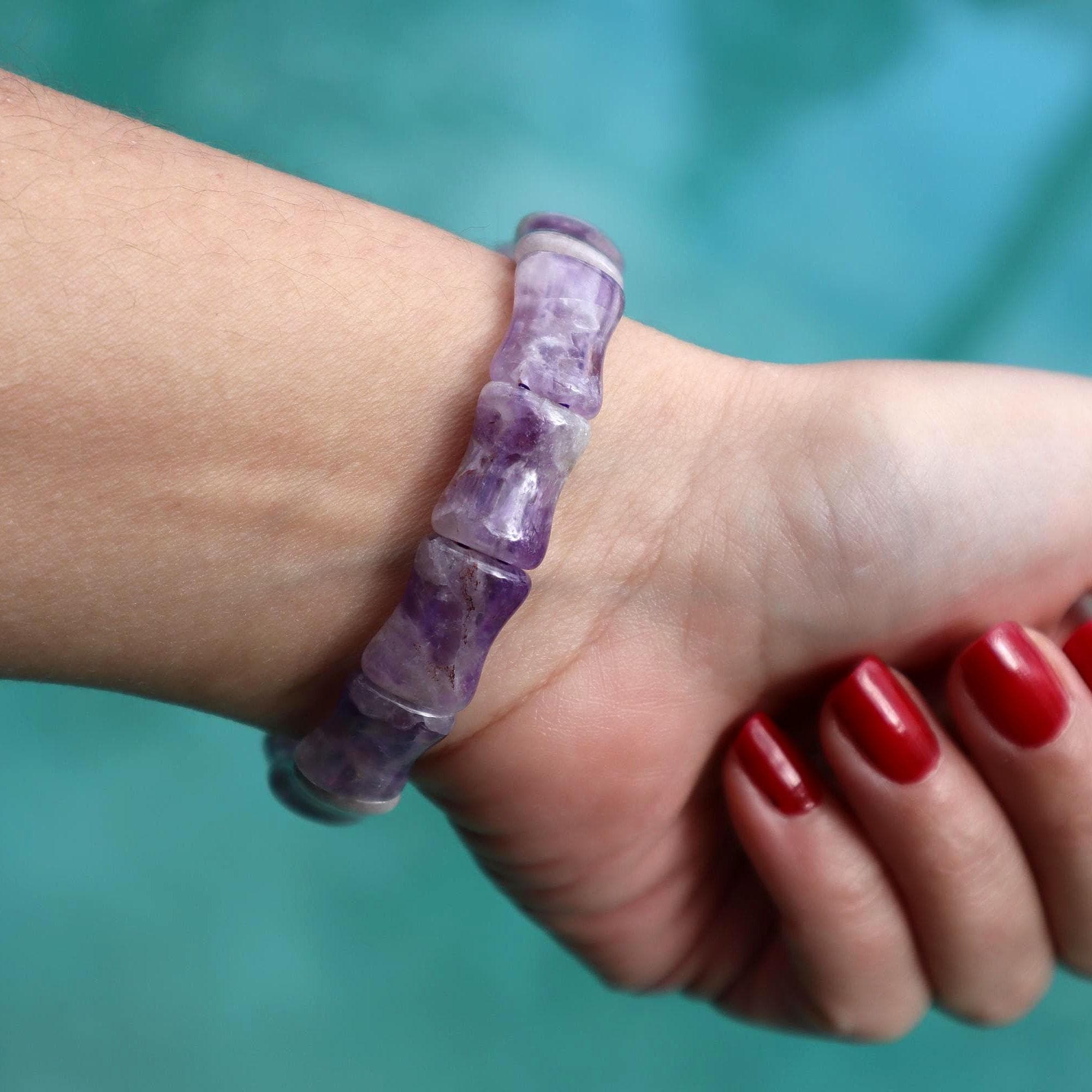 Amethyst Bracelet Natural Purple Gemstone Beaded Bracelet Minimalist Crystal Jewelry - image 5