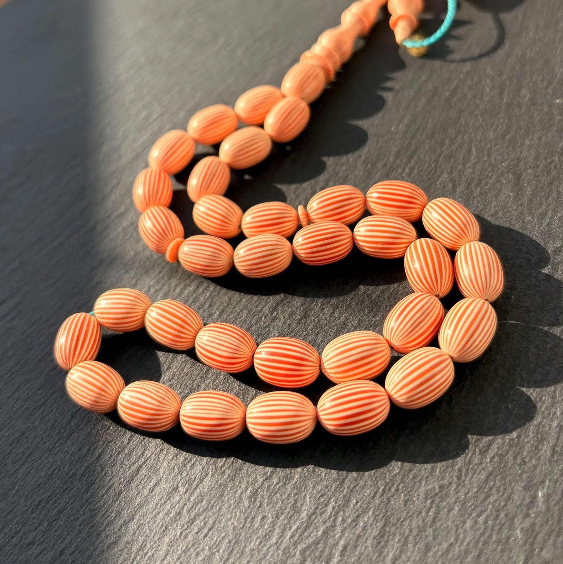 Orange Striped Galalith Tasbih | Islamic Prayer Beads | French Galalith Misbaha | Muslim Rosary | 33 Bead - image 3