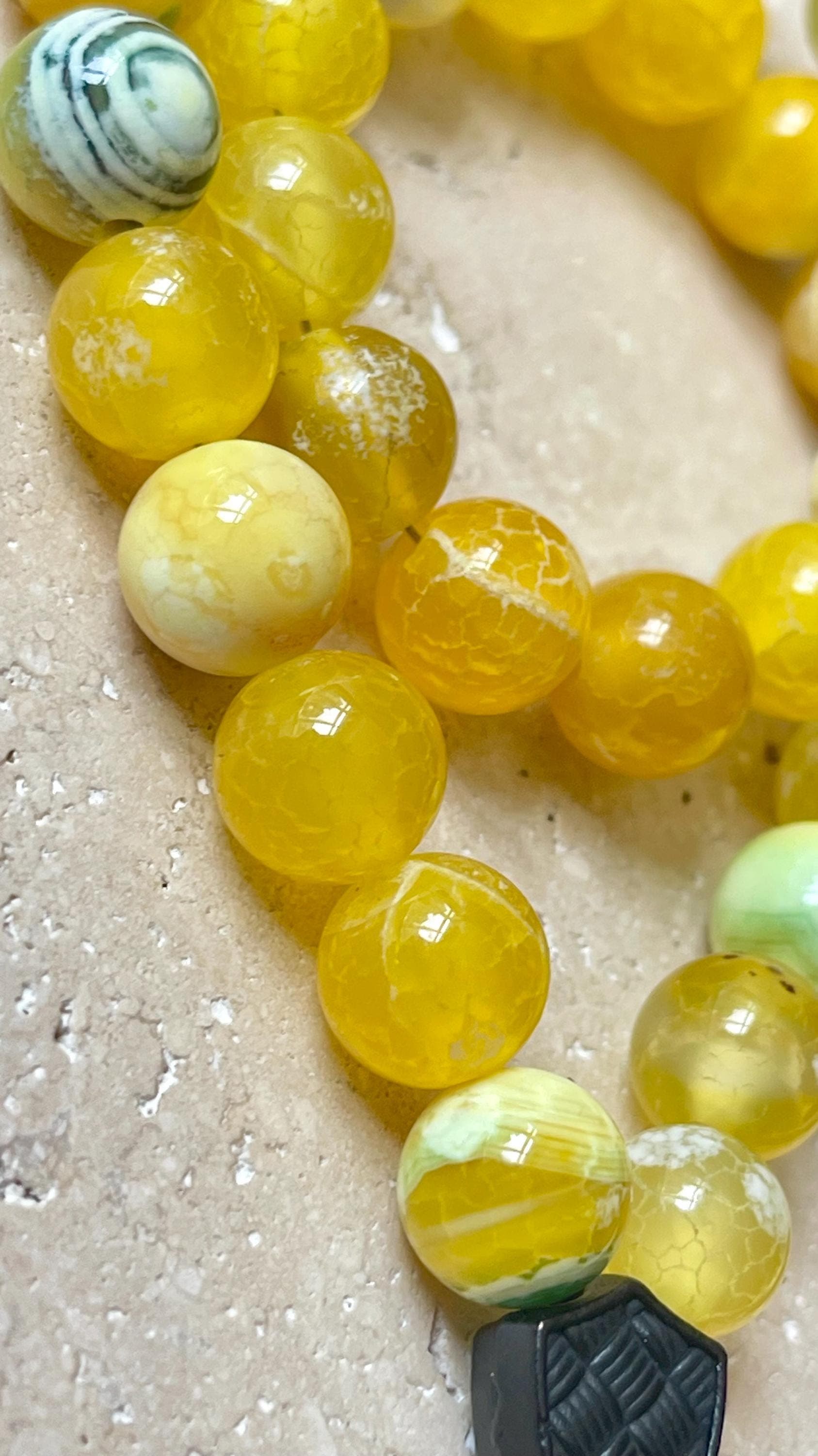 Yellow Crackle Agate Islamic Prayer Beads | 33-Bead Gemstone Tasbih, Muslim Gift - image 4