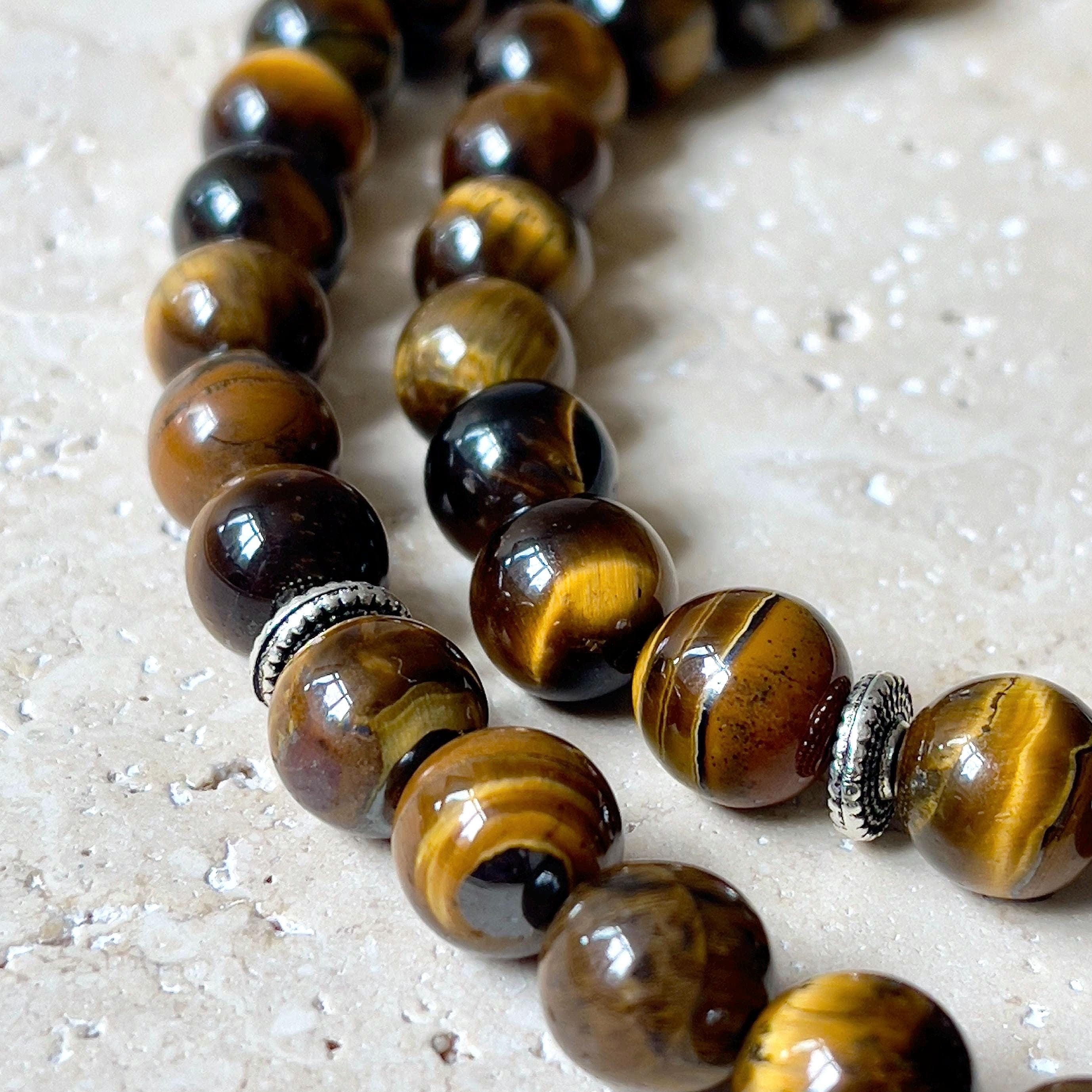 Brown Tiger's Eye Islamic Prayer Beads: 33-Bead Gemstone Tasbih - image 5