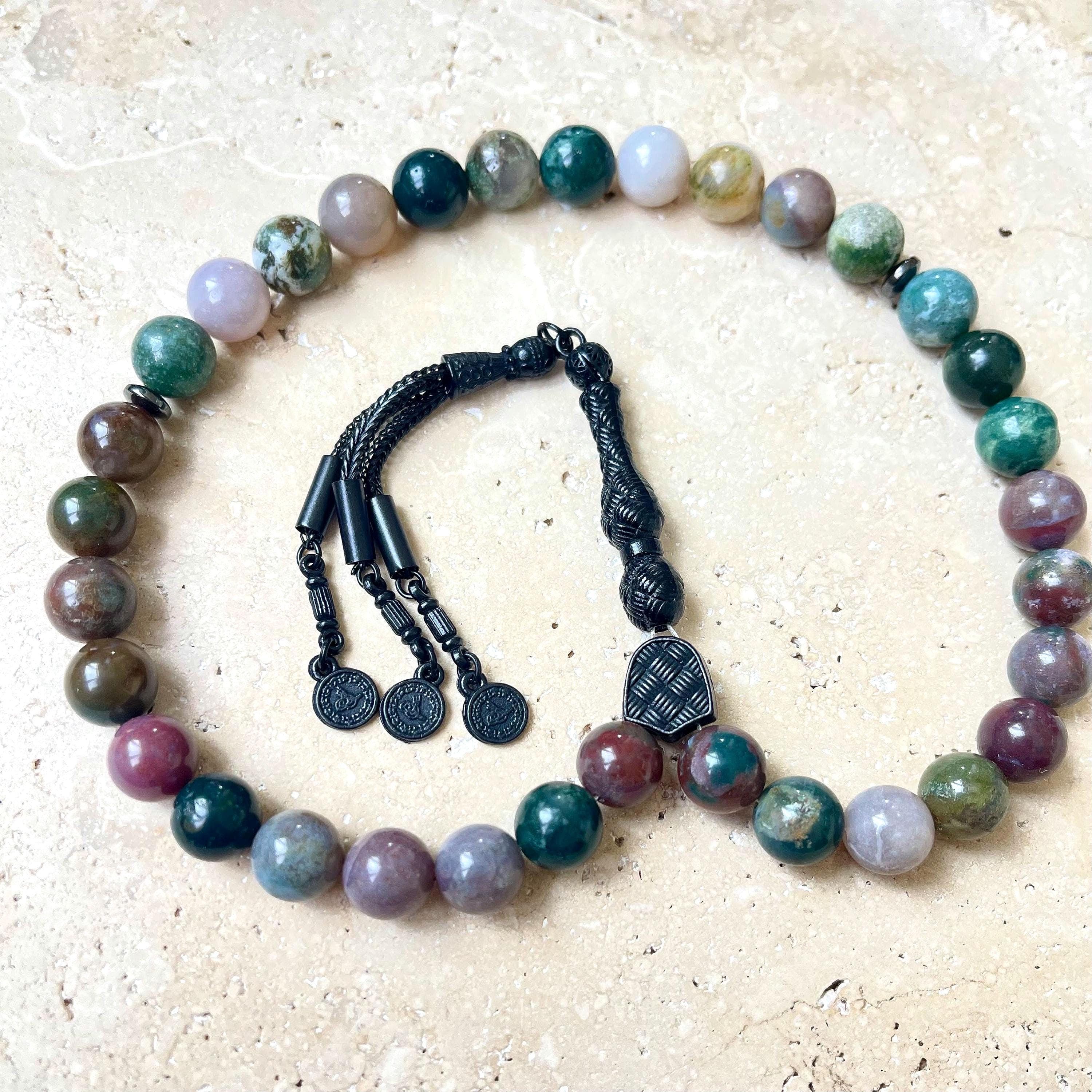 Indian Agate Islamic Prayer Beads 33 | Gemstone Tasbih | Misbaha - image 5