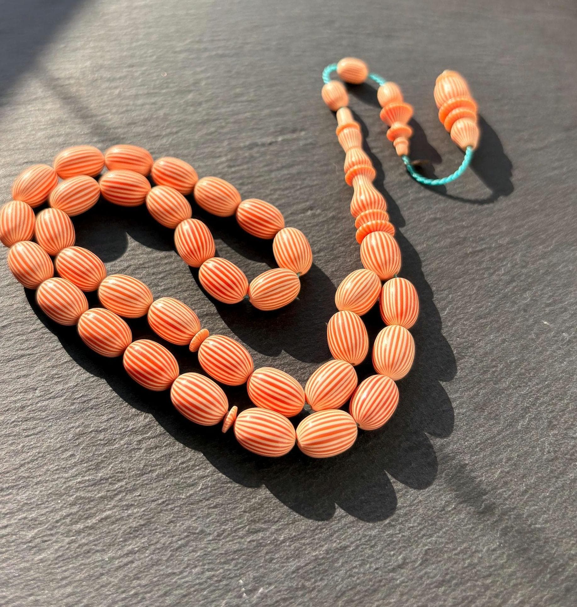 Orange Striped Galalith Tasbih | Islamic Prayer Beads | French Galalith Misbaha | Muslim Rosary | 33 Bead - image 4