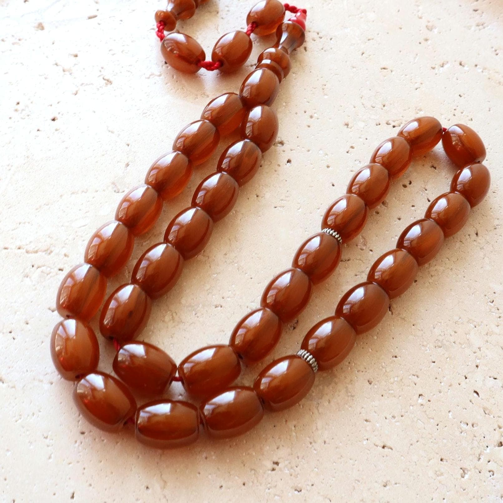 Pressed Amber Prayer Beads | 33-Bead Tasbih | Brown Resin Misbaha | Handmade Islamic Rosary - image 4