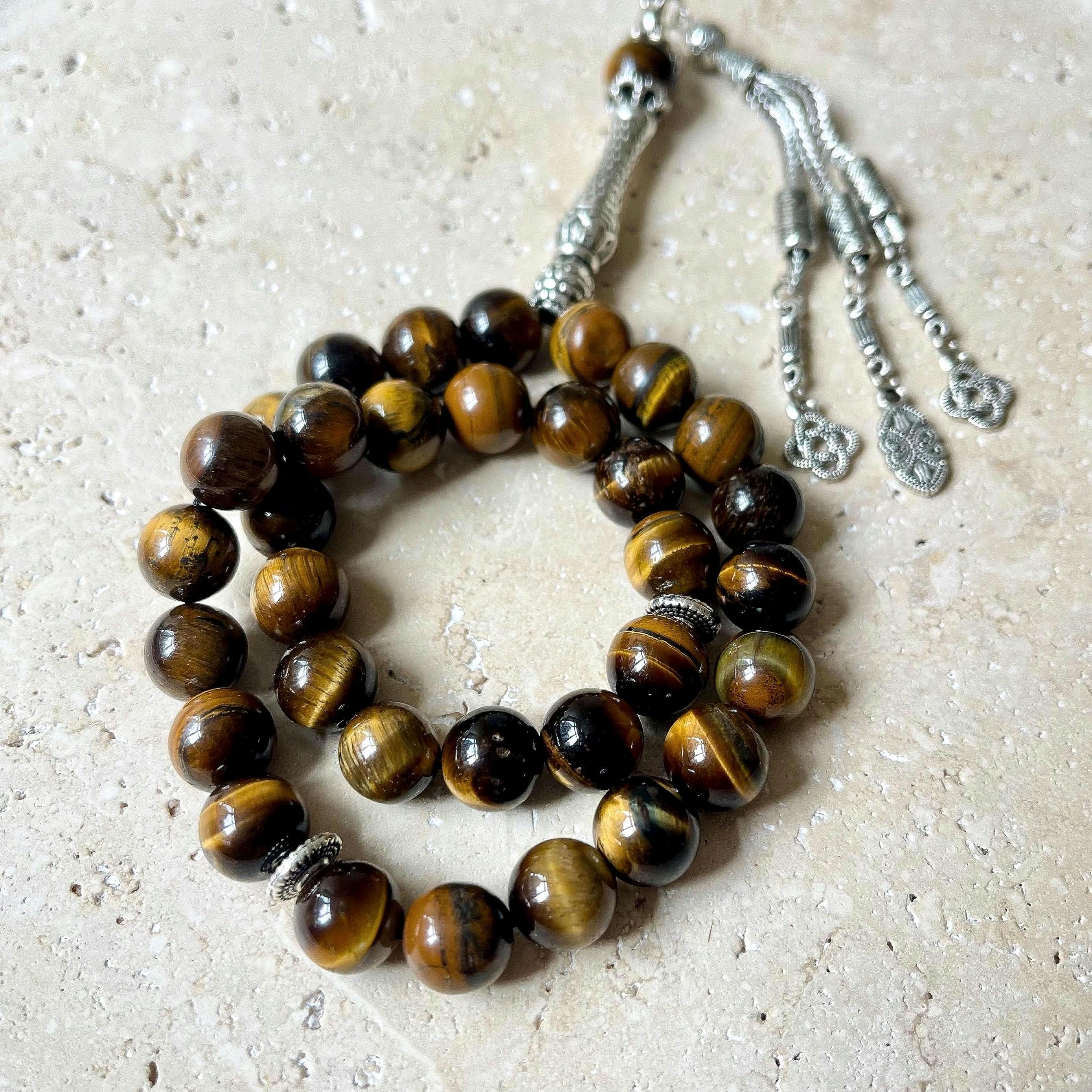 Brown Tiger's Eye Islamic Prayer Beads: 33-Bead Gemstone Tasbih - image 3