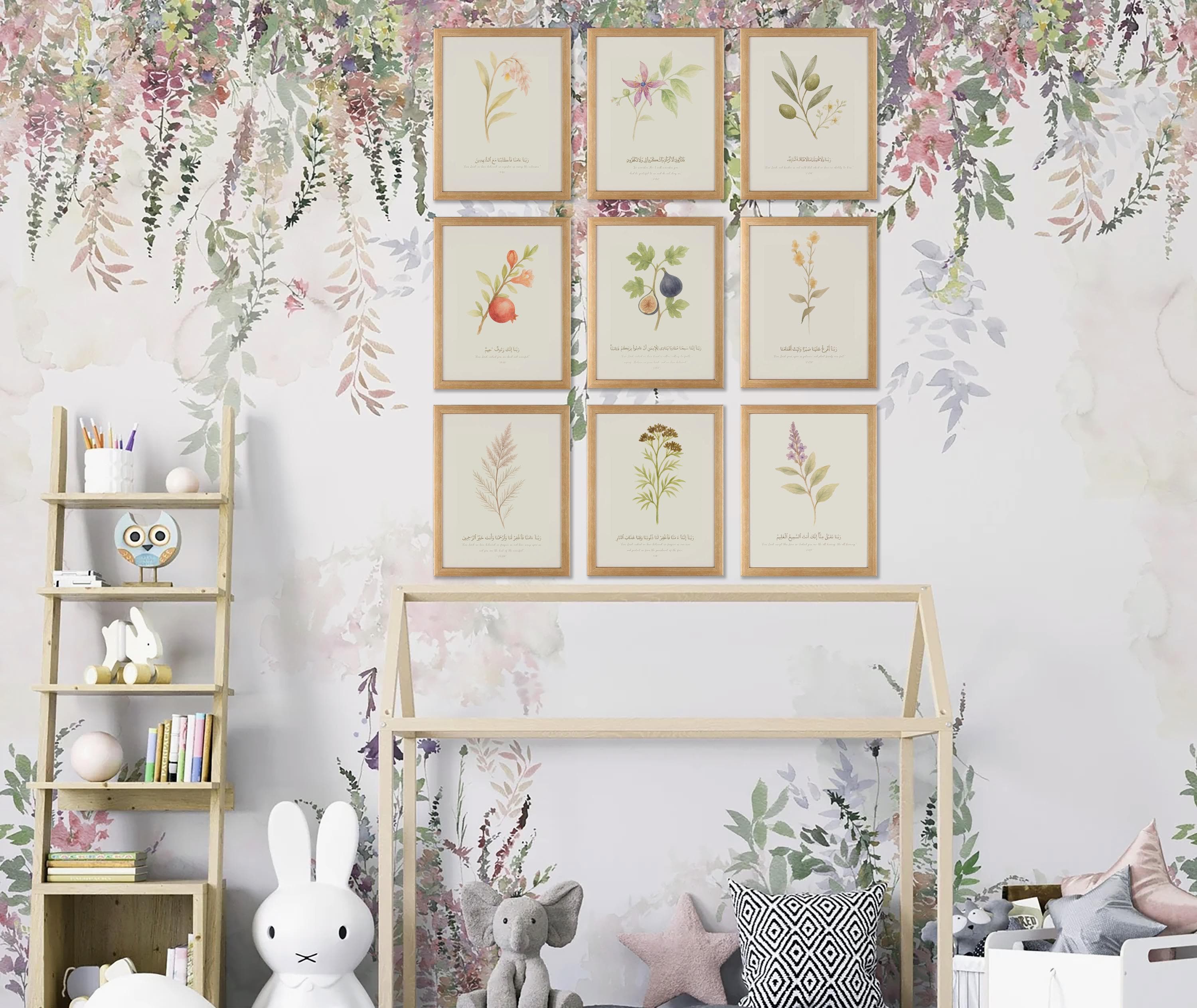 Framed Islamic Gallery Wall Art Set of 9: Plants of the Quran Dua Muslim Wall Decor, Surah Wall Art - image 5
