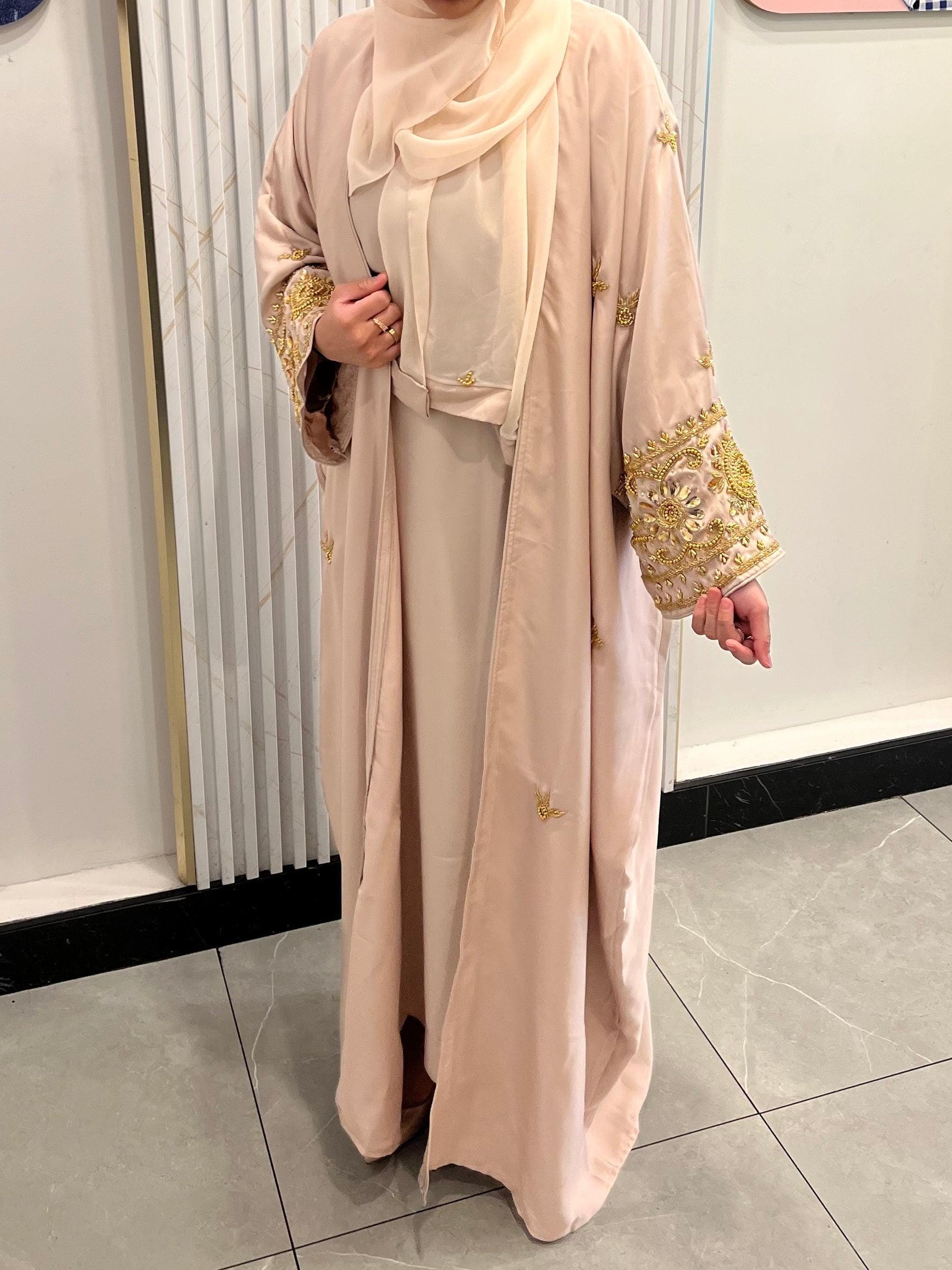 Zinat 4-Piece Abaya - Beige/Gold