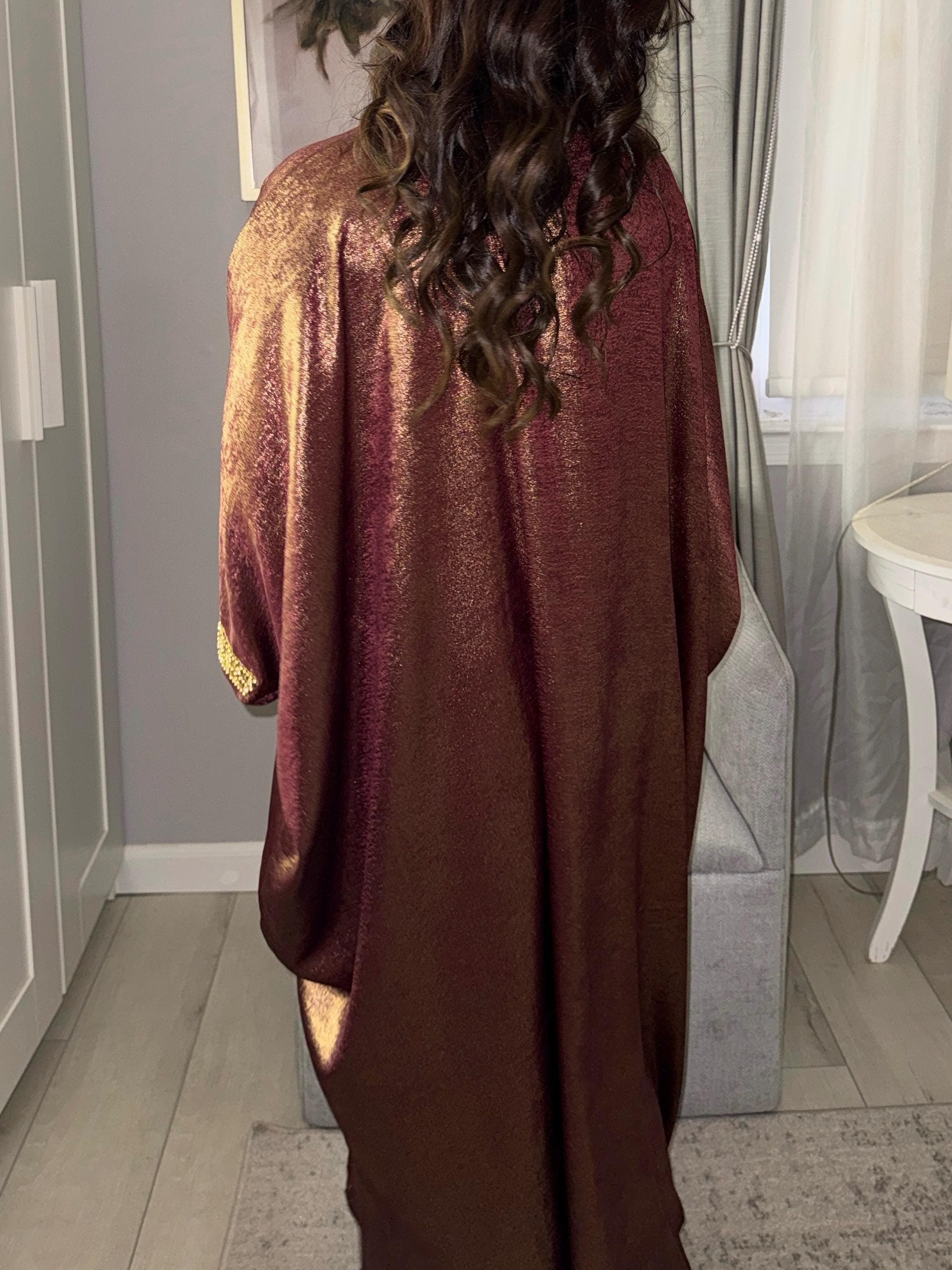 Tasnim Butterfly Abaya - Maroon - image 4