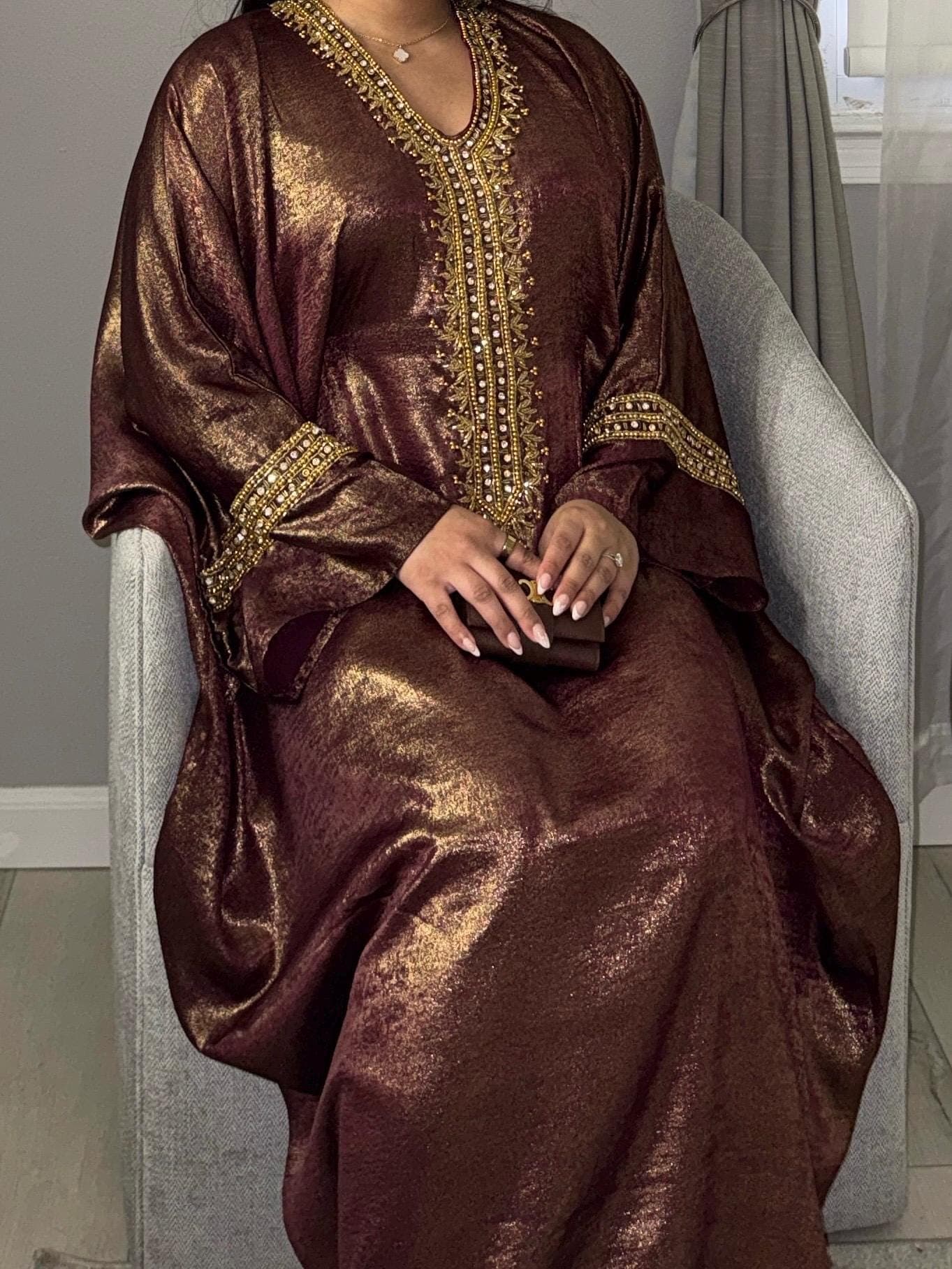 Tasnim Butterfly Abaya - Maroon - image 3
